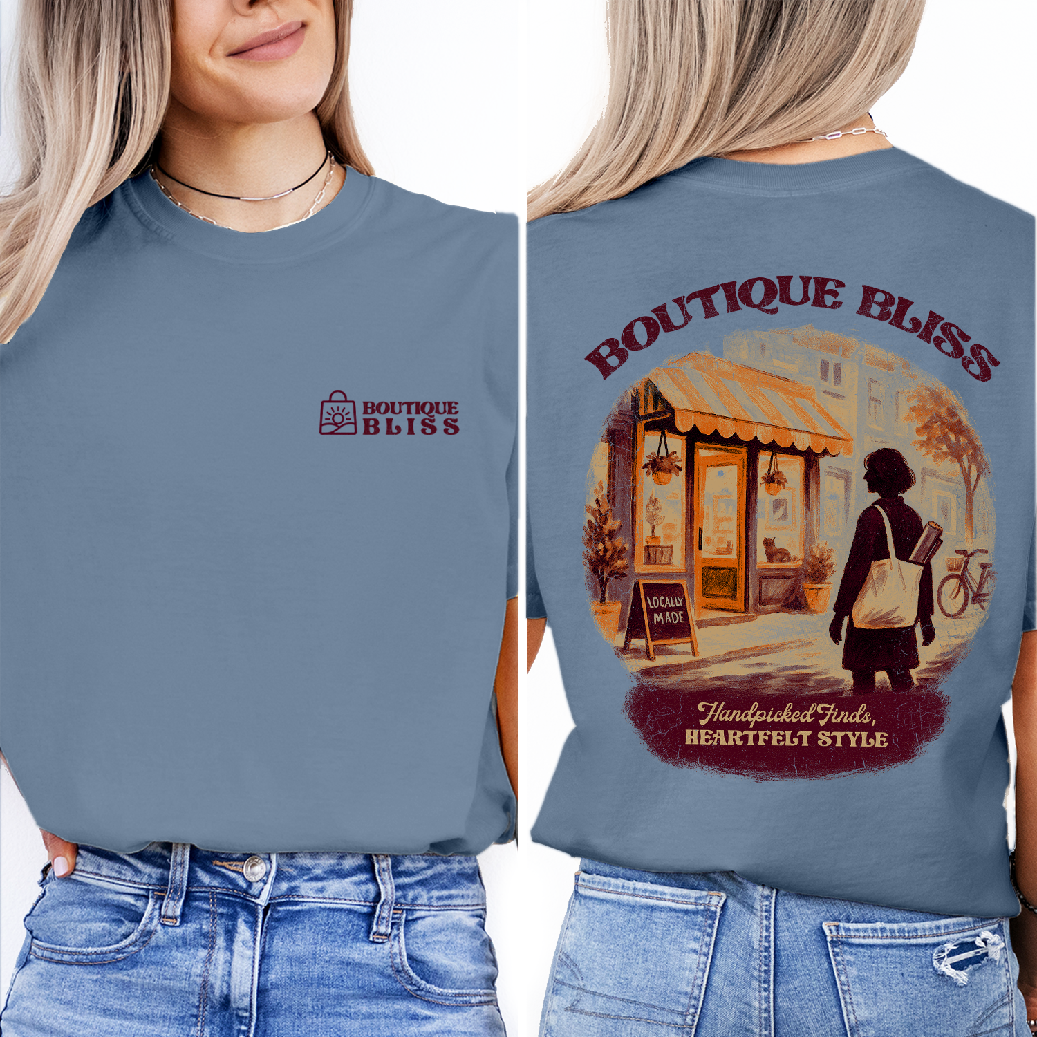 Boutique Bliss T-Shirt | Vintage Shop Graphic Tee | Handpicked Finds Heartfelt Style | Local Small Business Shirt