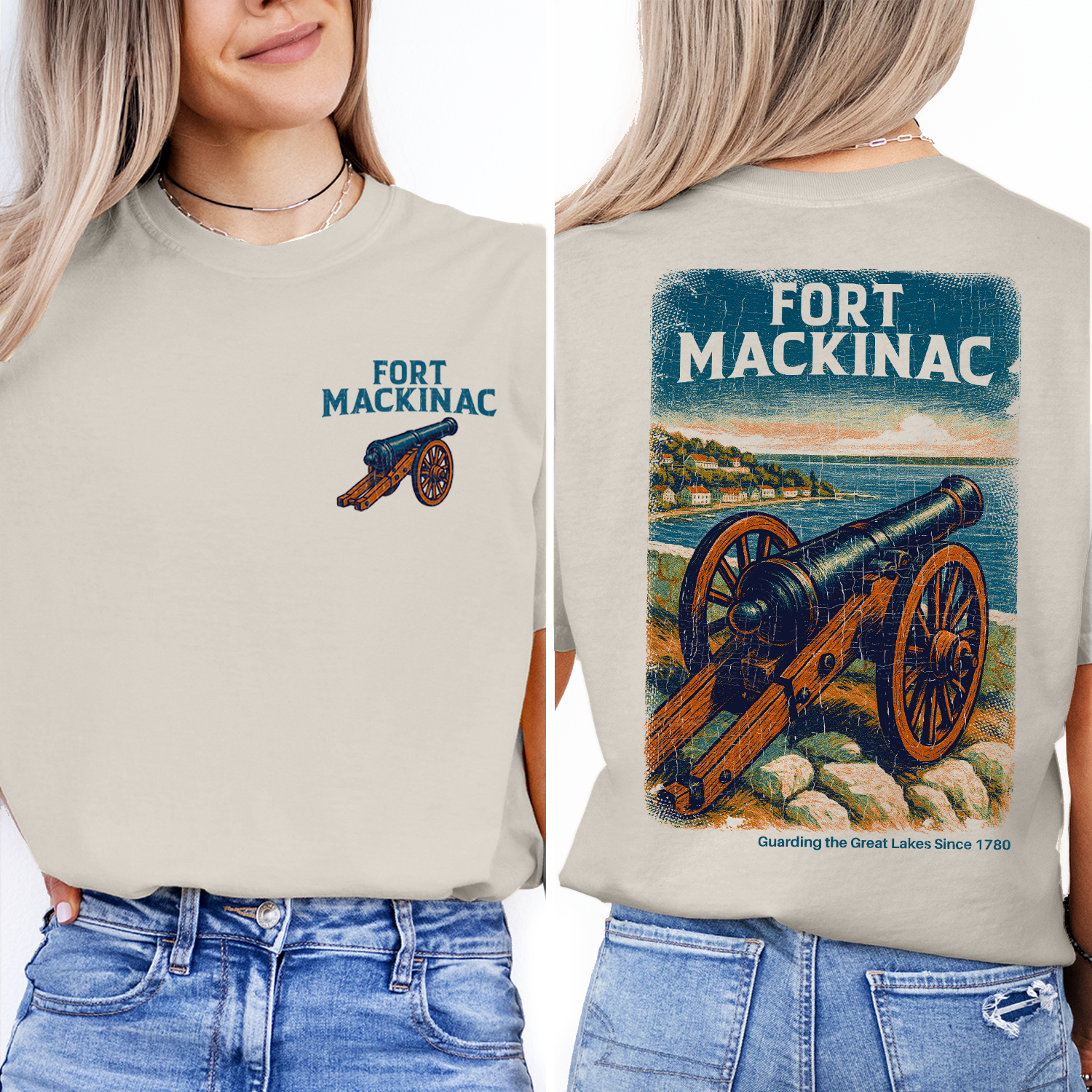 Fort Mackinac Michigan T-Shirt | Historic Cannon Graphic Tee | Mackinac Island Souvenir Shirt | Great Lakes Heritage Top