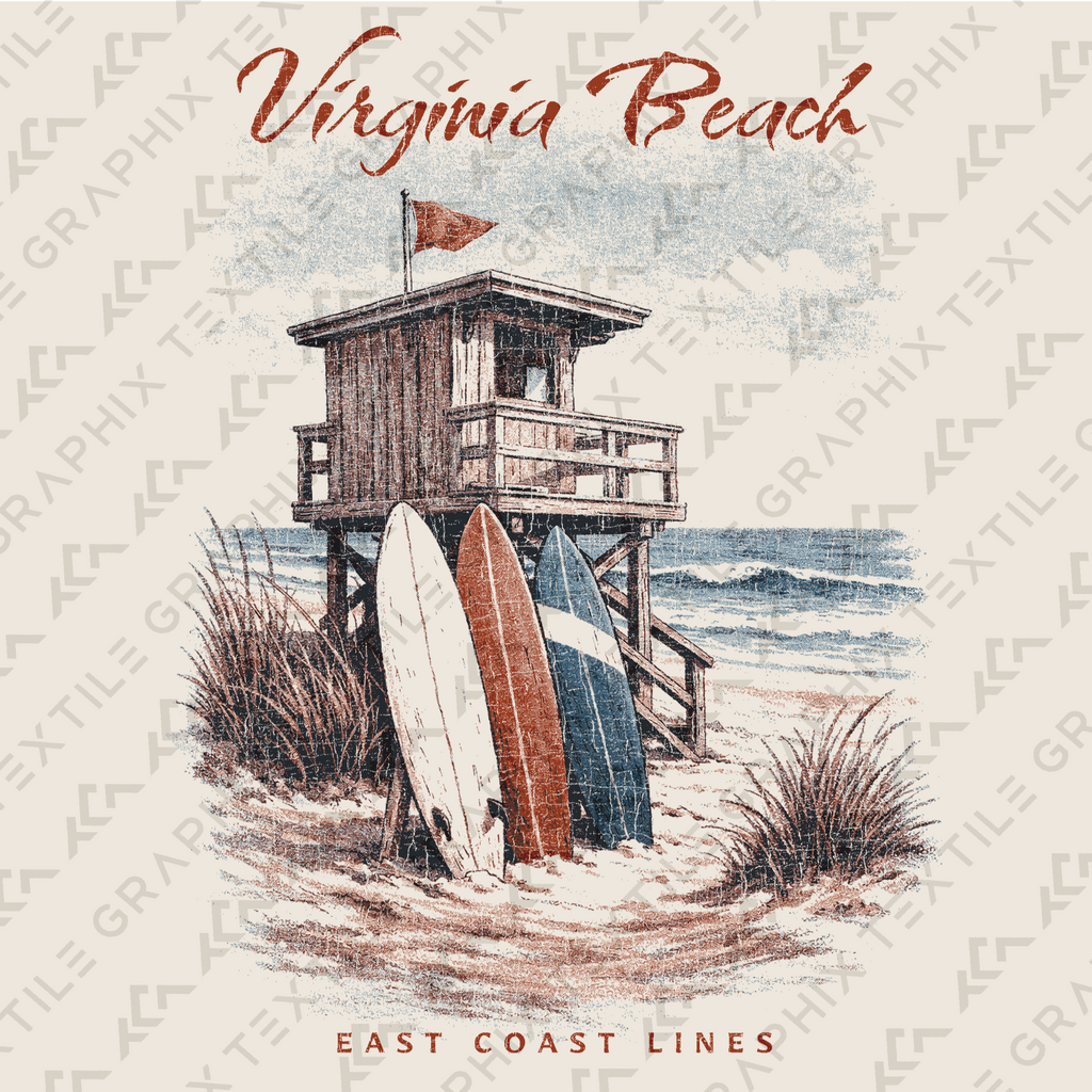 Virginia Beach Shirt, Surf Lifeguard Tower Tee, Coastal Beach T-Shirt, Vintage Ocean Graphic, East Coast Vacation Tee