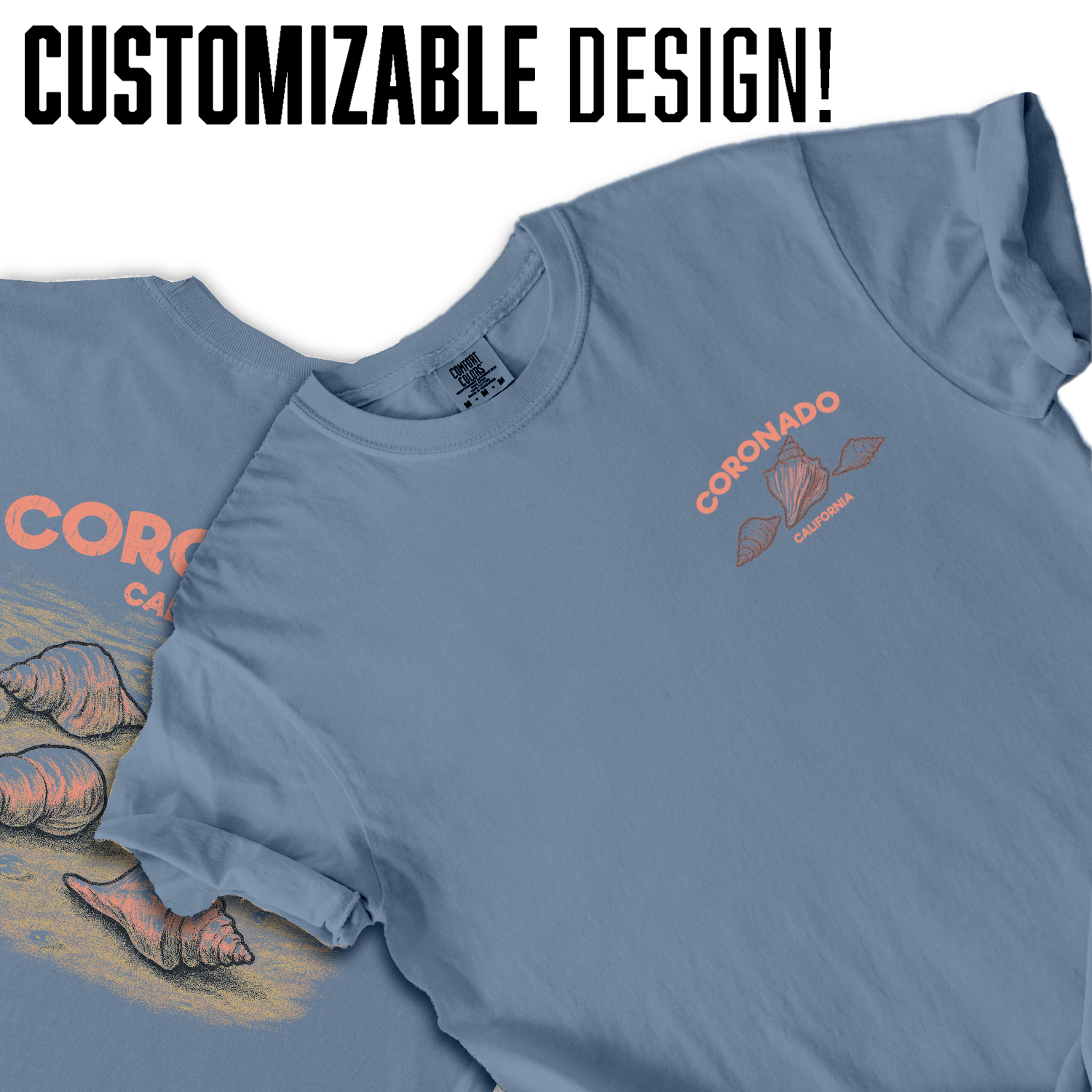 Coronado California Shell T-Shirt – Retro Beach Tee with Sea Shell Graphic, Coastal Summer Souvenir Shirt