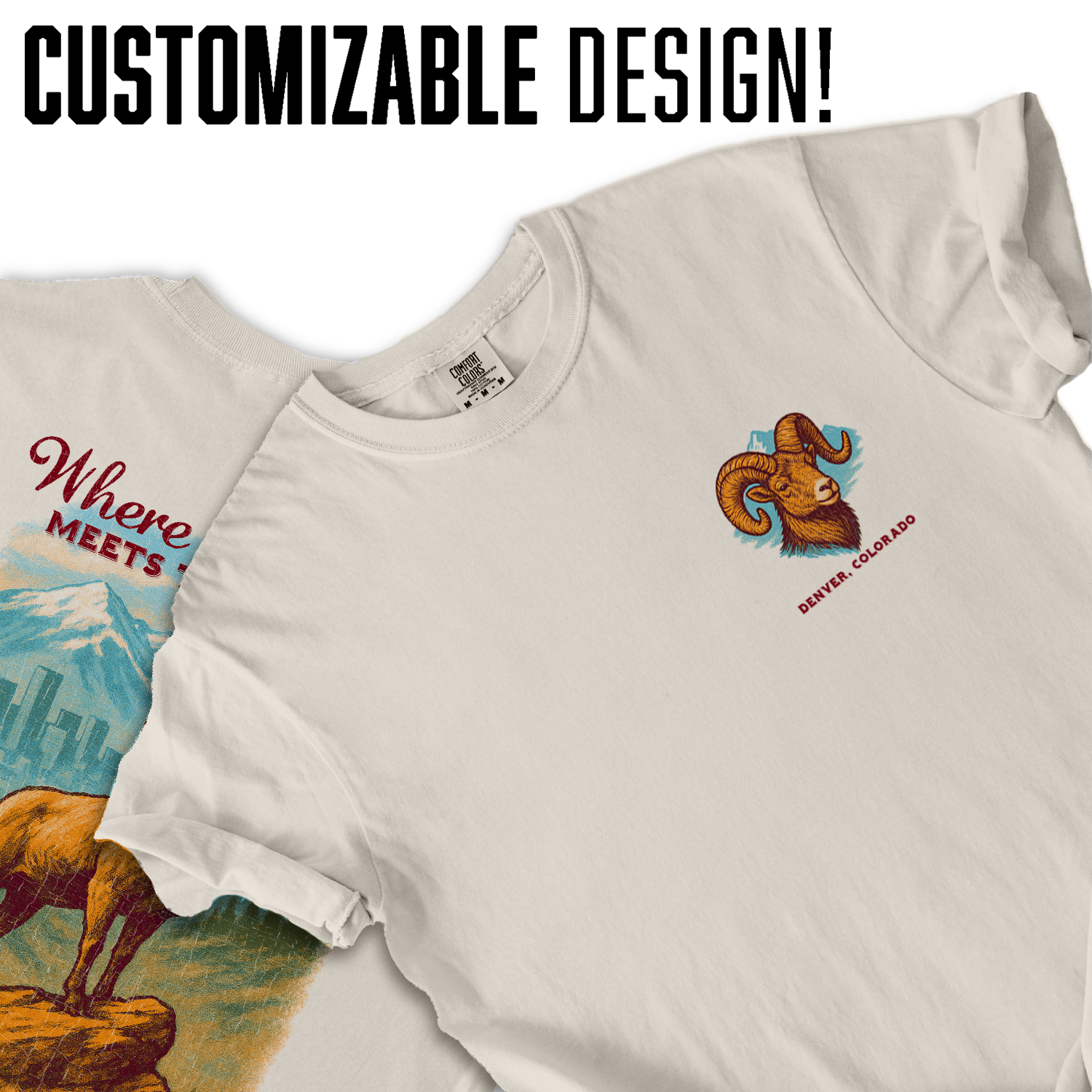 Denver Colorado T-Shirt | Rocky Mountain Ram Graphic Tee | Mile High City Souvenir Shirt | Where the Wild Meets the Mile High