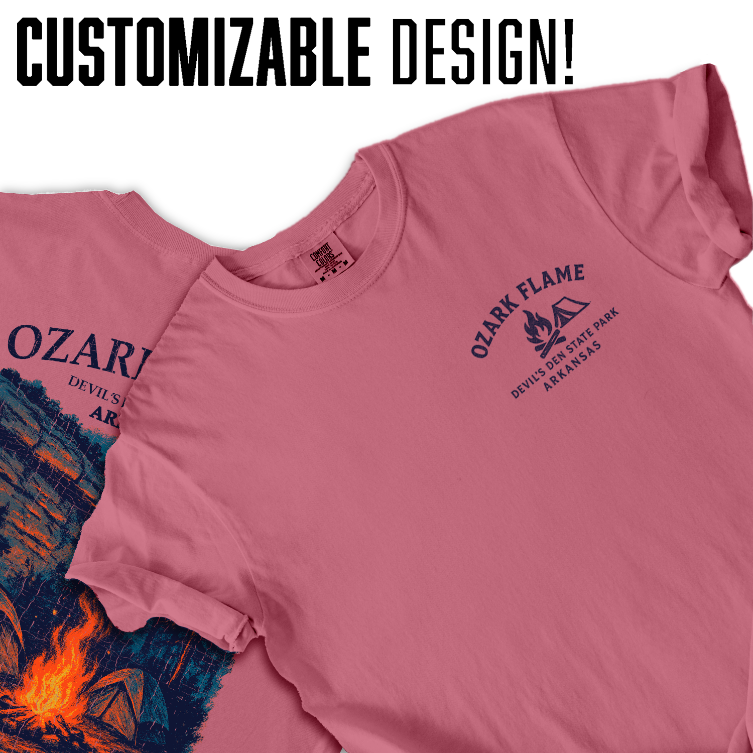 Ozark Flame Camping T-Shirt – Devil's Den State Park Firefly Campfire Tee, Arkansas Nature Shirt