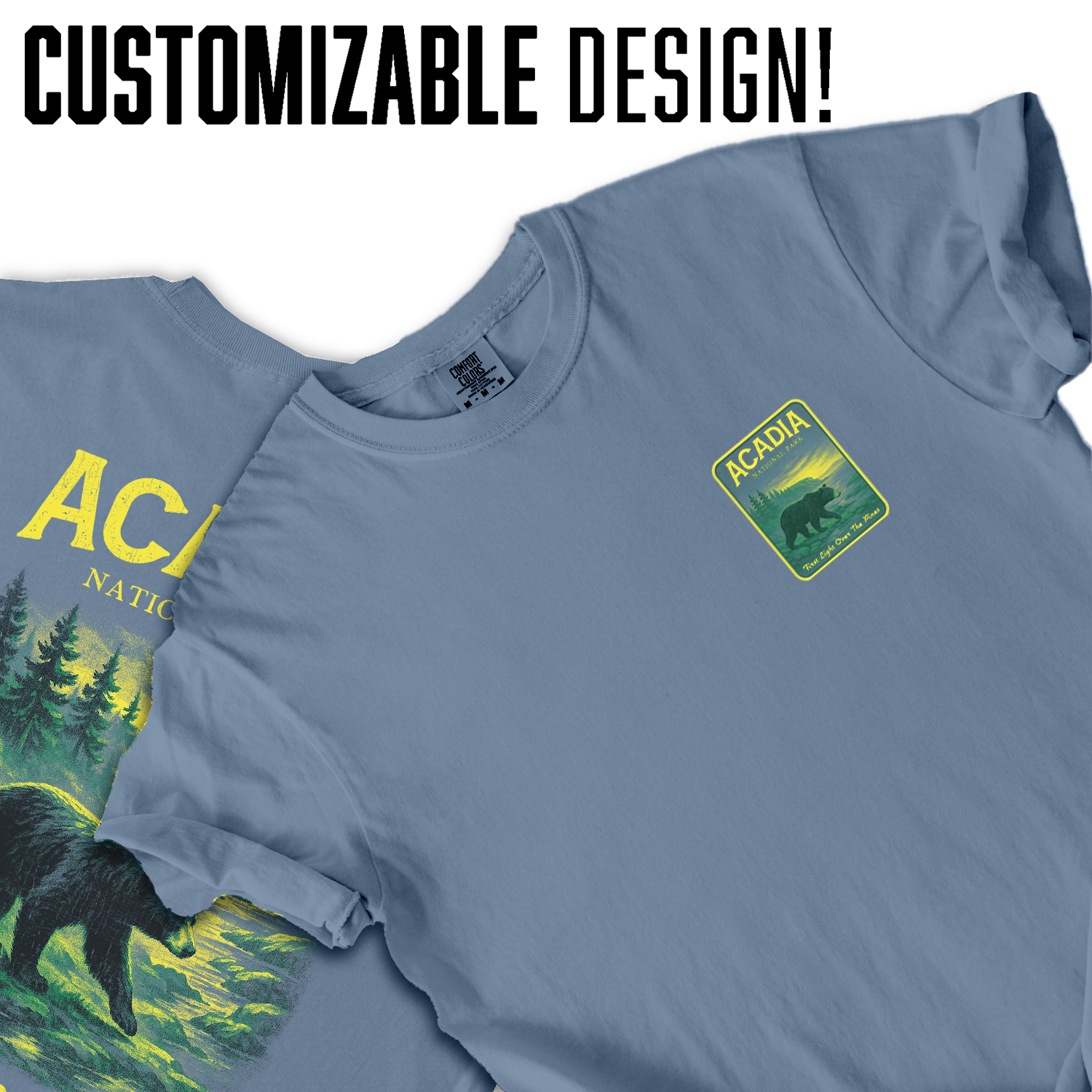Acadia National Park Bear T-Shirt – Vintage Wilderness Hiking Tee, Nature Landscape Sunset Shirt, Outdoor Adventure Gift