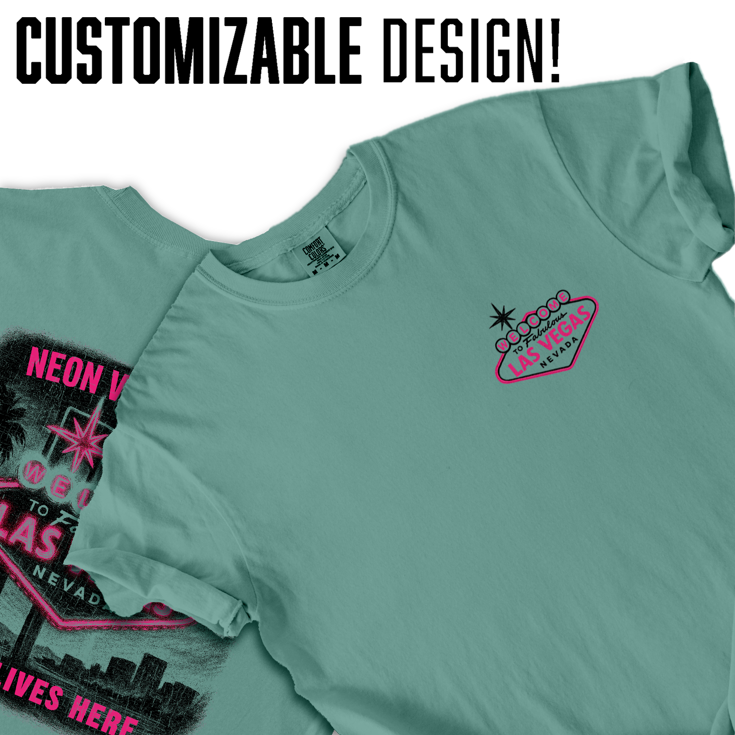 Retro Neon Las Vegas t-shirt with iconic “Welcome” sign, perfect souvenir or gift for travelers, casino lovers, and Vegas fans.