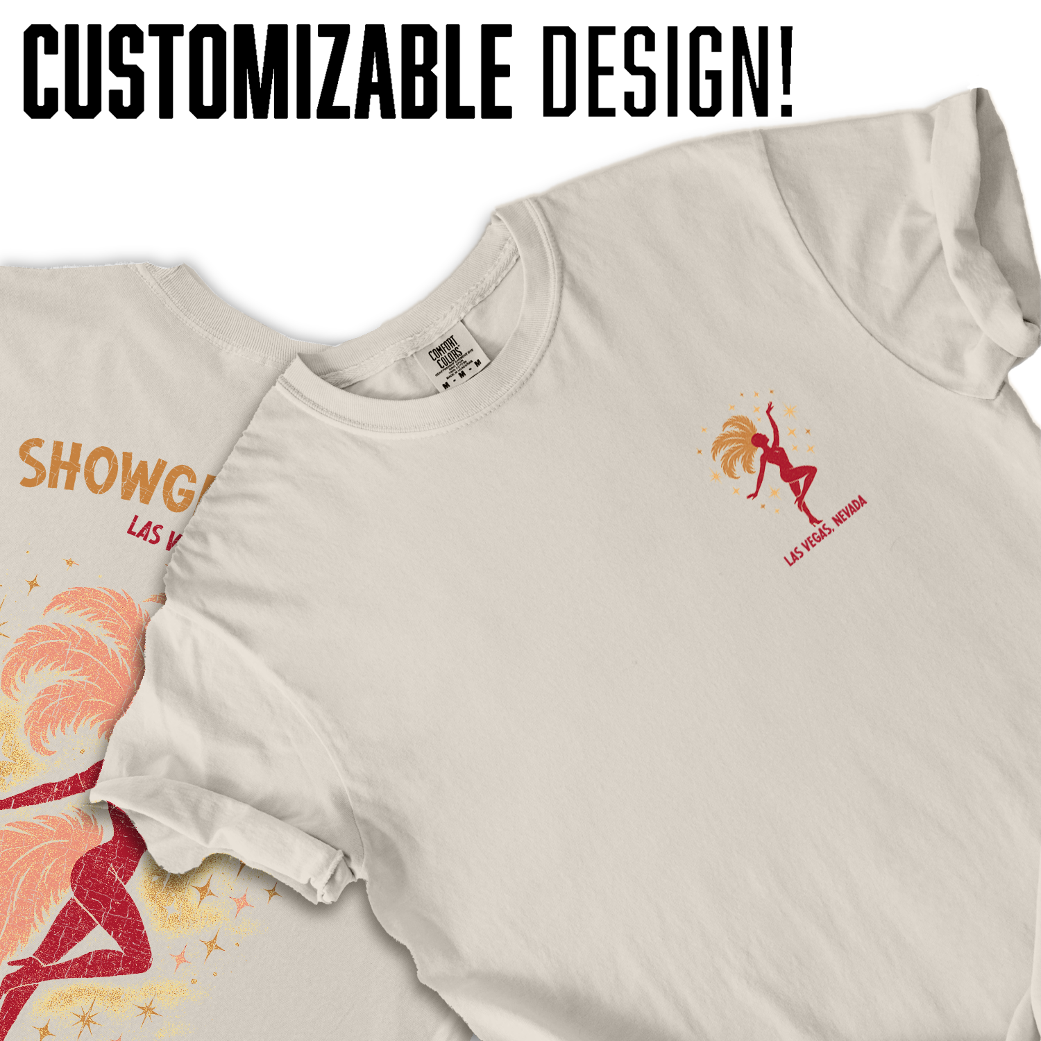 Las Vegas Showgirl T-Shirt | Vintage Nevada Souvenir Tee | Glitter Sparkle Showgirl Graphic | Retro Vegas Travel Gift