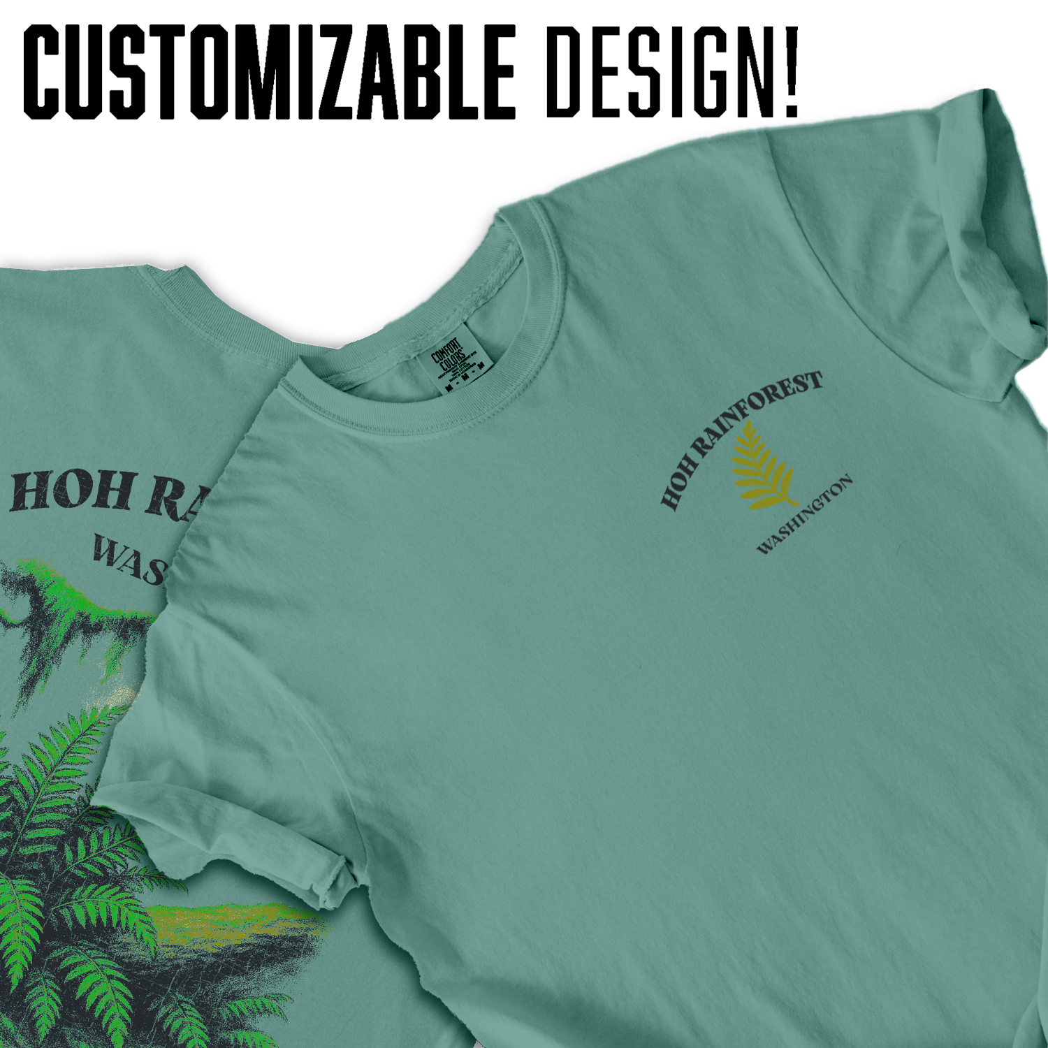 Vintage Hoh Rainforest Washington T-Shirt – Lush Green Ferns & Nature Scene Graphic, Pacific Northwest Travel Souvenir Tee