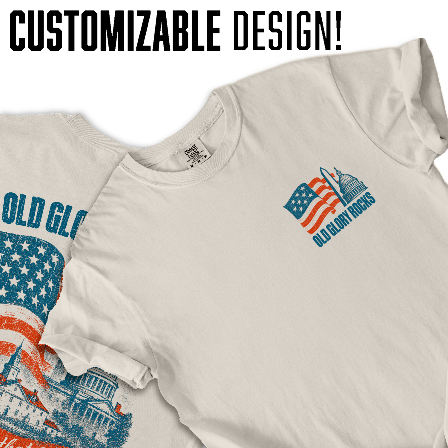 Old Glory Rocks American Flag T-Shirt | Patriotic USA Landmarks Tee | Vintage 4th of July Independence Day Shirt