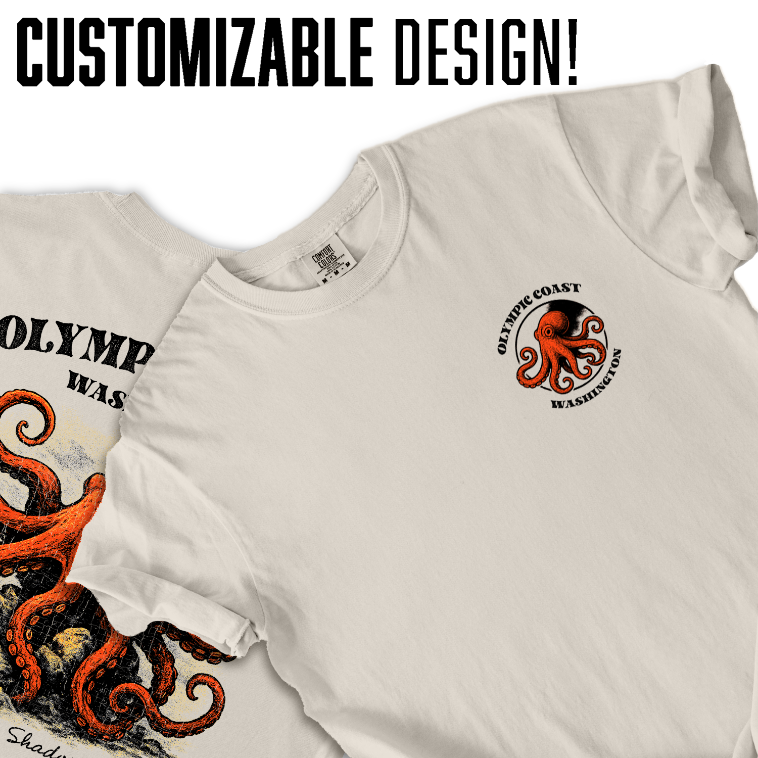 Olympic Coast Washington Octopus T-Shirt | Vintage Sea Life Graphic Tee | Nautical Coastal Souvenir Shirt