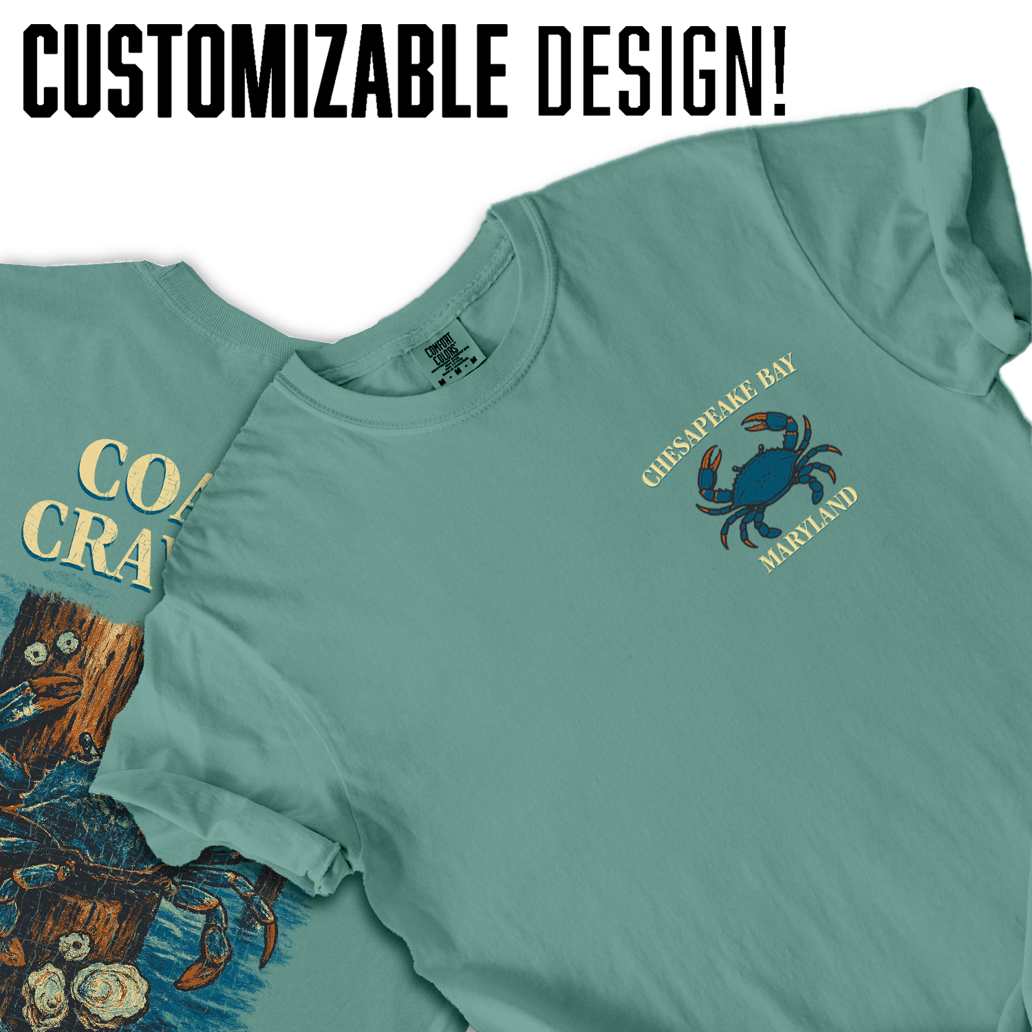 Chesapeake Bay Crab T-Shirt – Coastal Crawlers Maryland Tee, Blue Crab Graphic Souvenir, Nautical Fishing Shirt