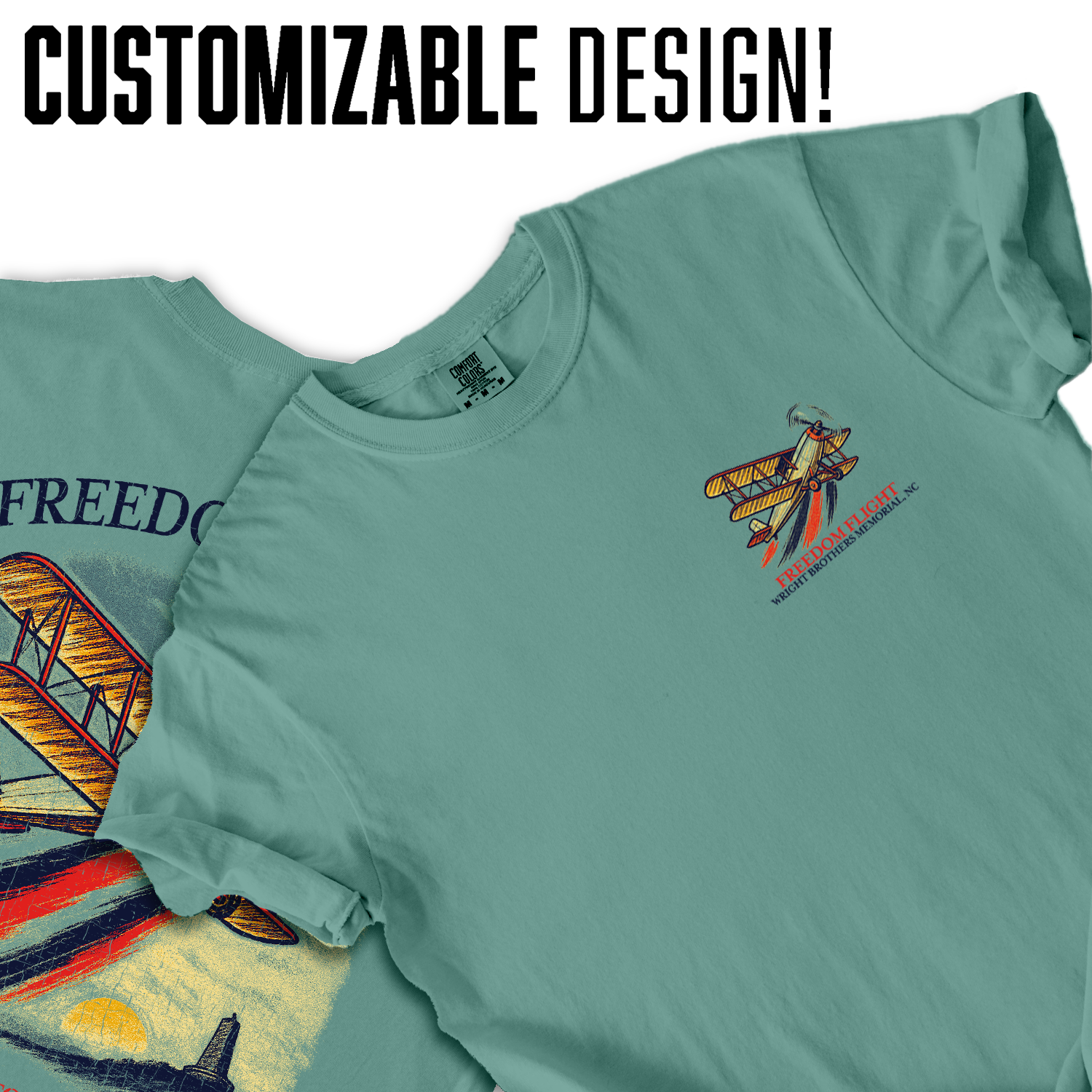 Freedom Flight T-Shirt – Wright Brothers Memorial NC, Vintage Airplane Graphic Tee, First in Flight Aviation Souvenir