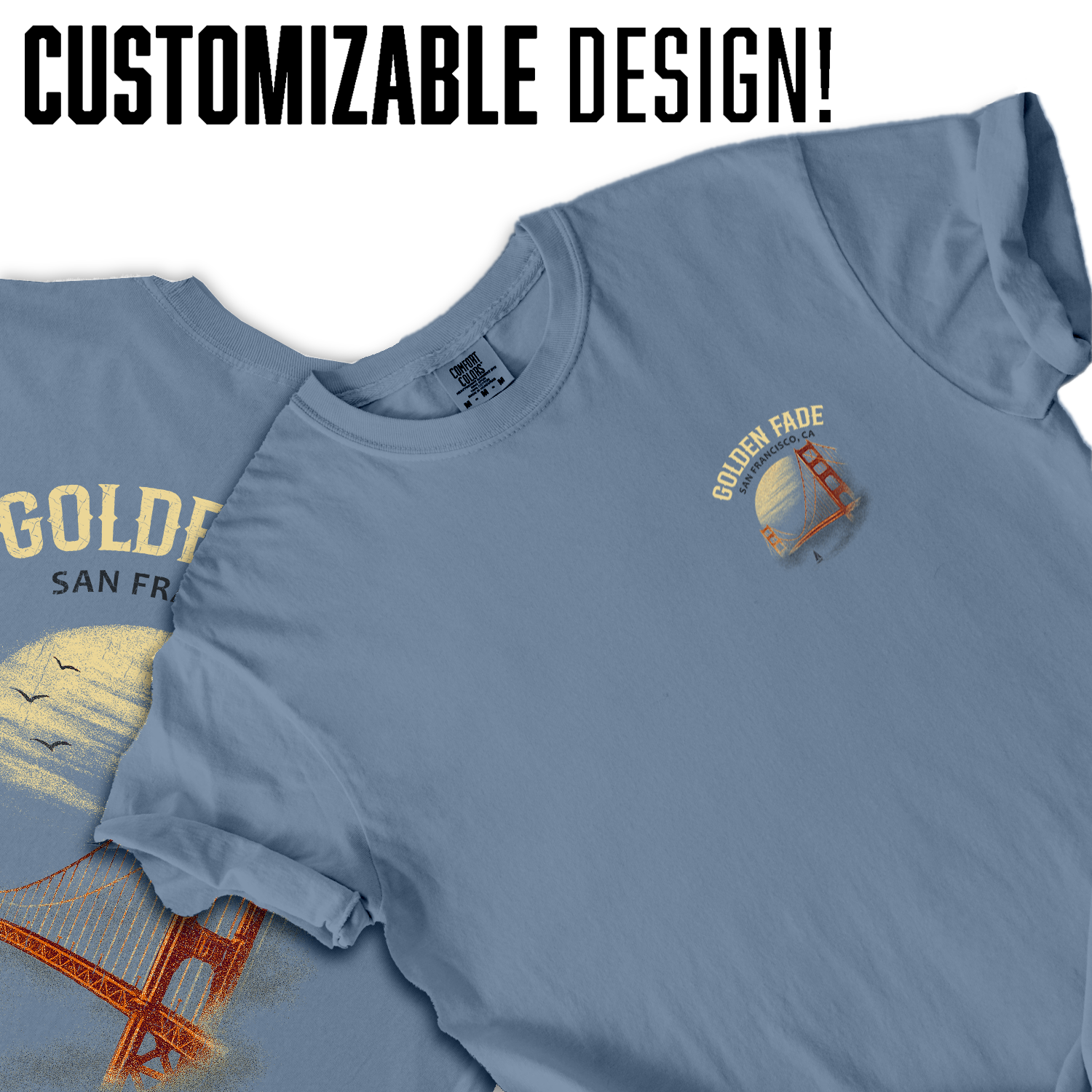 Golden Gate Bridge T-Shirt – San Francisco Golden Fade Tee, Vintage Foggy Sunset Design, California Coastal Souvenir