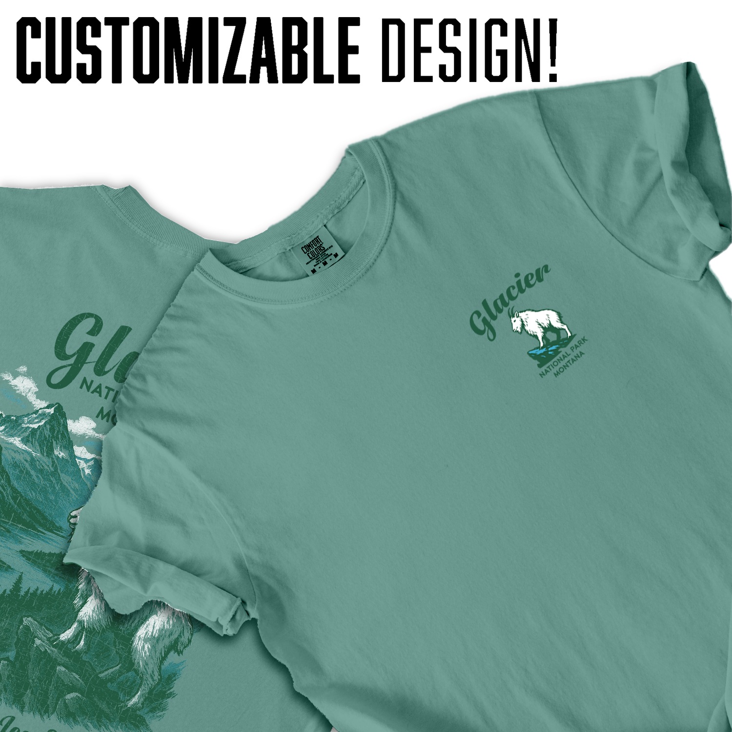 Glacier National Park T-Shirt | Montana Mountain Goat Graphic Tee | National Park Souvenir Shirt | Land of the Ice & Echoes