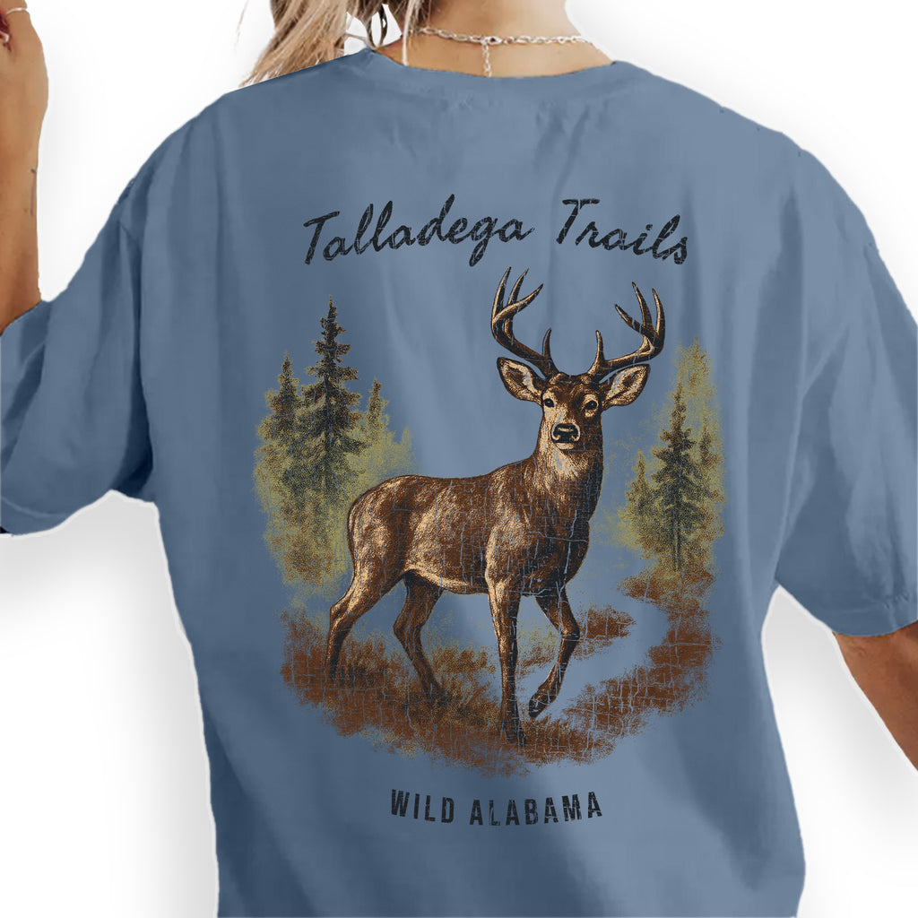 Talladega Trails T-Shirt, Wild Alabama Deer Tee, Rustic Wildlife Graphic Shirt, Hunting Souvenir Gift for Nature Lovers