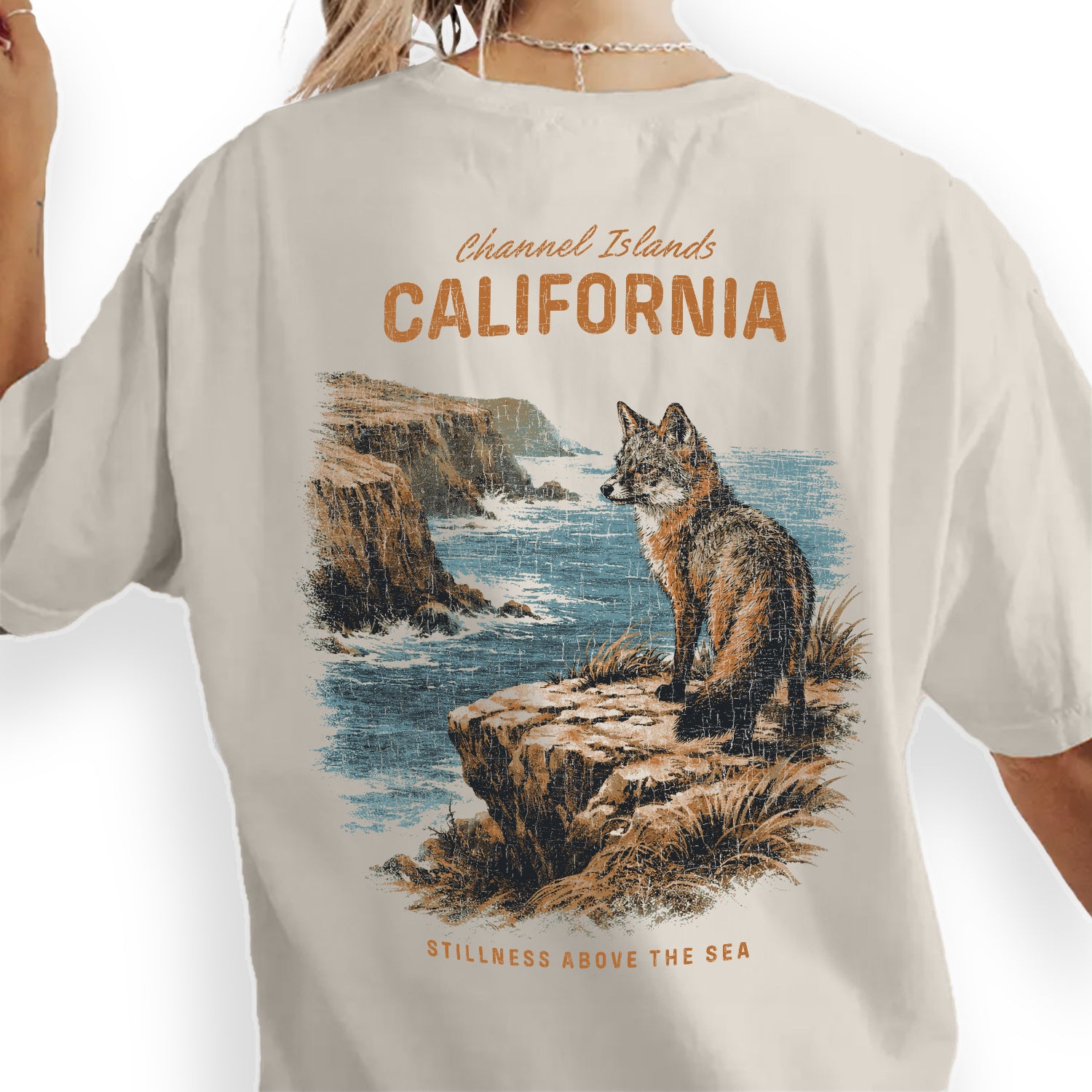 Channel Islands California Fox T-Shirt Vintage Coastal Graphic Tee, Wildlife Ocean Cliff Shirt, Retro Nature Beach Tee