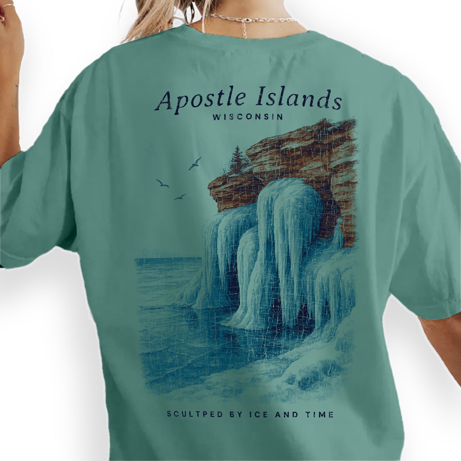 Apostle Islands Wisconsin T-Shirt Vintage Lake Superior Ice Caves Tee | Travel Souvenir Shirt | Scenic Nature Graphic