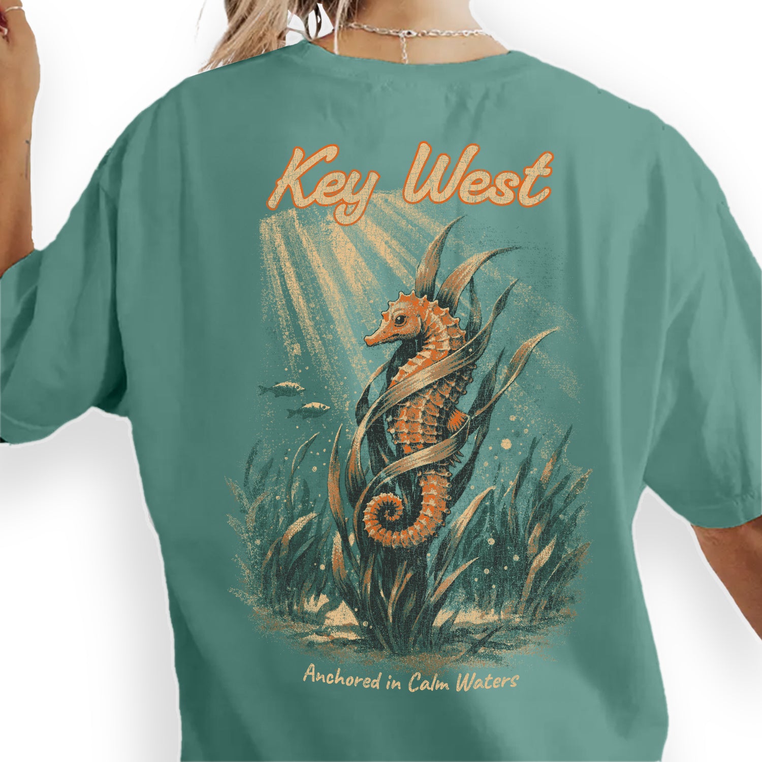 Key West Seahorse Shirt, Coastal Ocean Tee, Vintage Beach Graphic, Florida Keys Vacation Shirt, Nautical Sea Life Gift