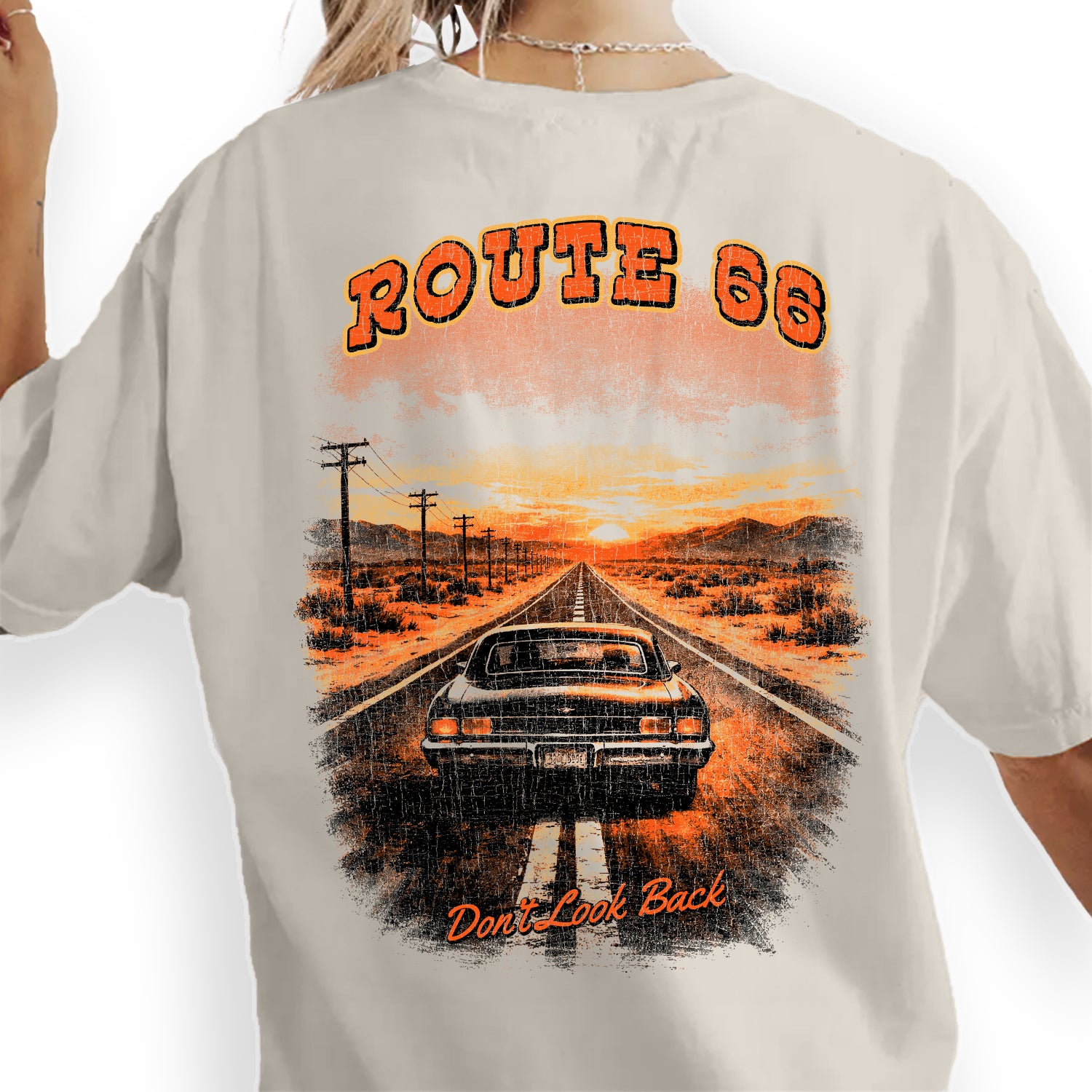 Route 66 Vintage Road Trip T-Shirt Retro Desert Highway Tee Classic Car Travel Graphic Adventure Shirt