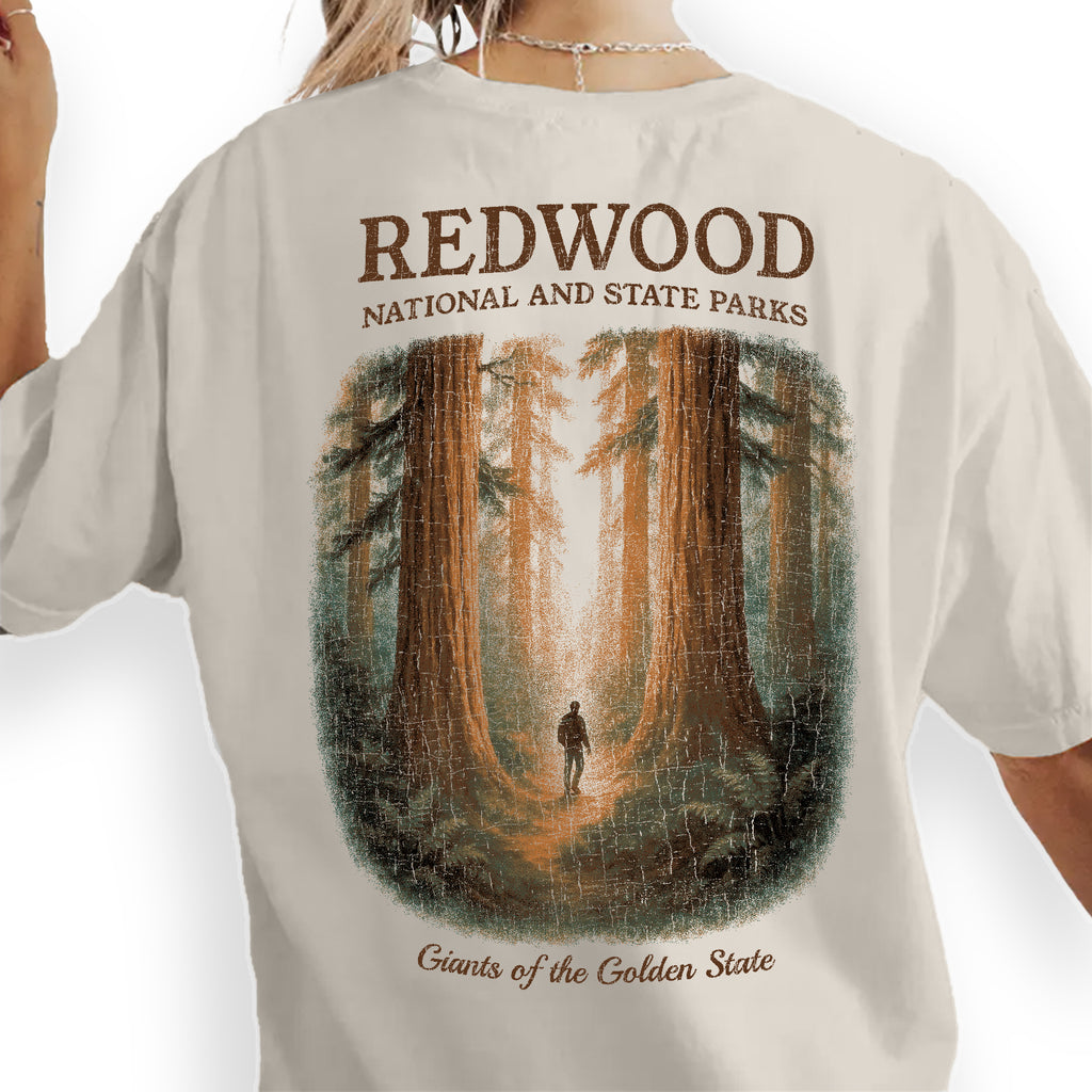 Redwood National Park T-Shirt, Giants of the Golden State Tee, California Nature Souvenir Shirt, Forest Hiking Graphic Tee
