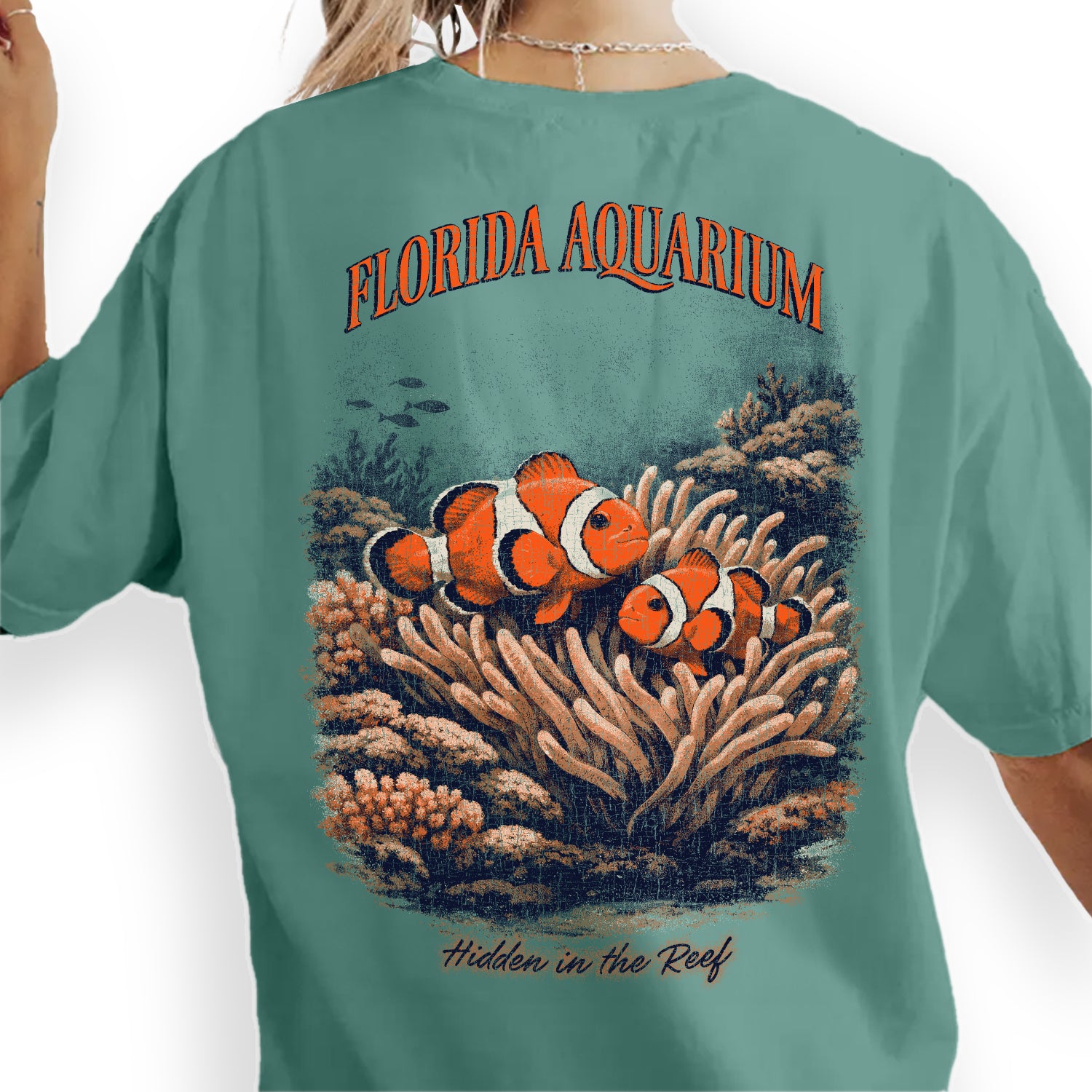 Florida Aquarium Clownfish T-Shirt, Coral Reef Vintage Tee, Beach Ocean Graphic Shirt, Marine Life Summer Travel Shirt