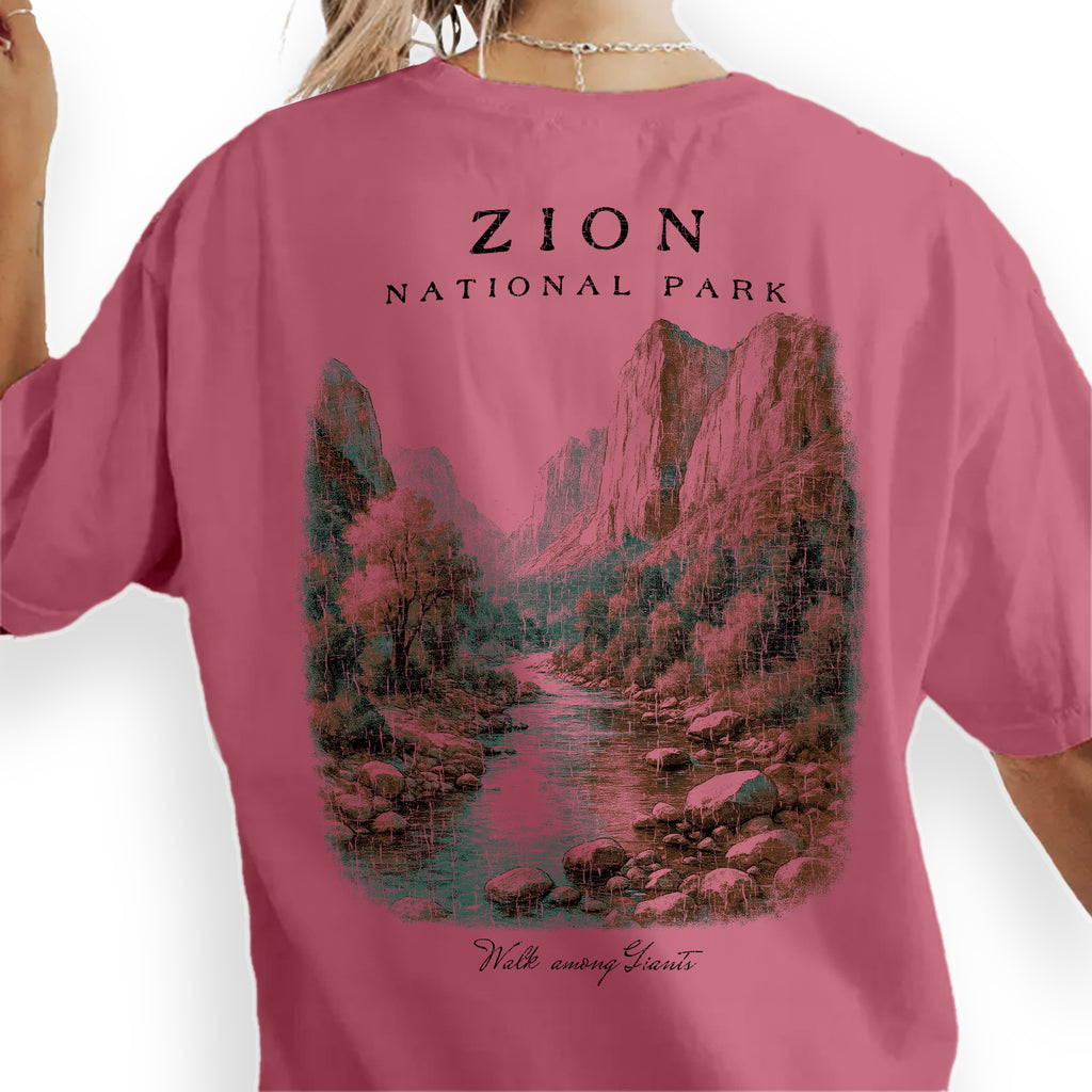 Zion National Park T-Shirt Vintage Utah Landscape Tee | Zion Canyon Travel Souvenir Shirt | Retro Nature Graphic Walk Among Giants