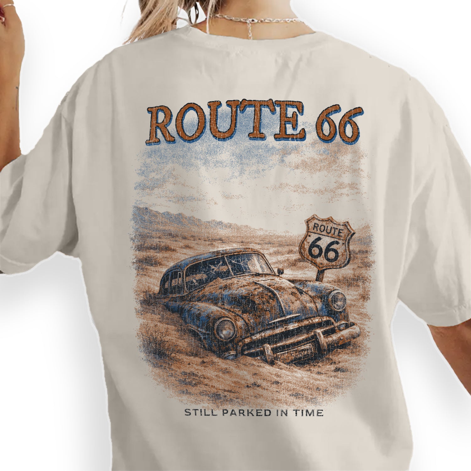 Route 66 Vintage Car Shirt, Retro Road Trip Tee, Classic Car Graphic T-Shirt, Americana Highway Tee, Desert Travel Shirt