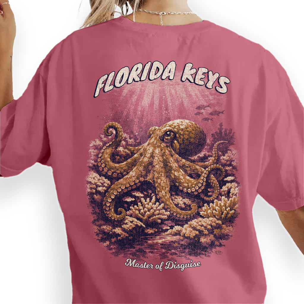 Florida Keys Octopus T-Shirt, Vintage Marine Life Tee, Coastal Ocean Graphic Shirt, Beach Vacation Souvenir Tee