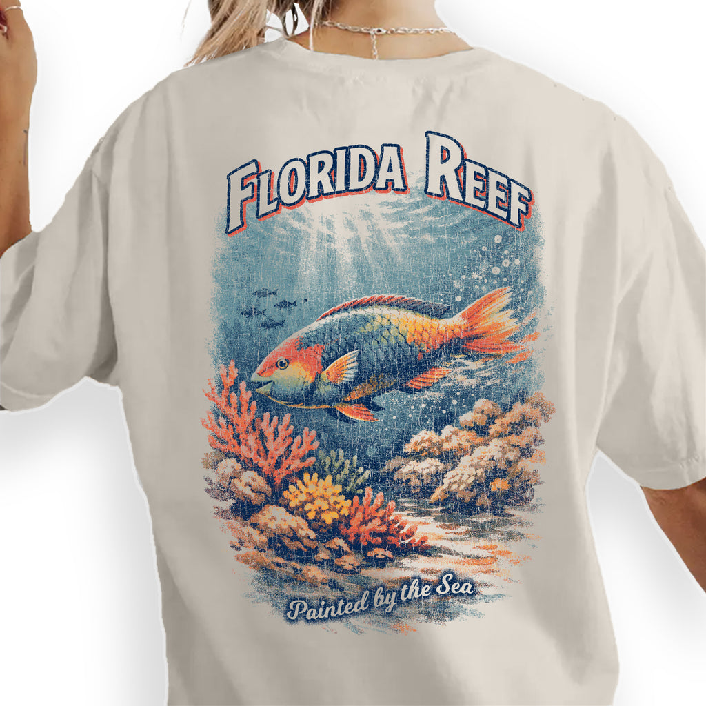Florida Reef Fish Shirt, Coastal Beach Tee, Tropical Ocean Graphic T-Shirt, Vintage Marine Life Design, Florida Vacation Shirt