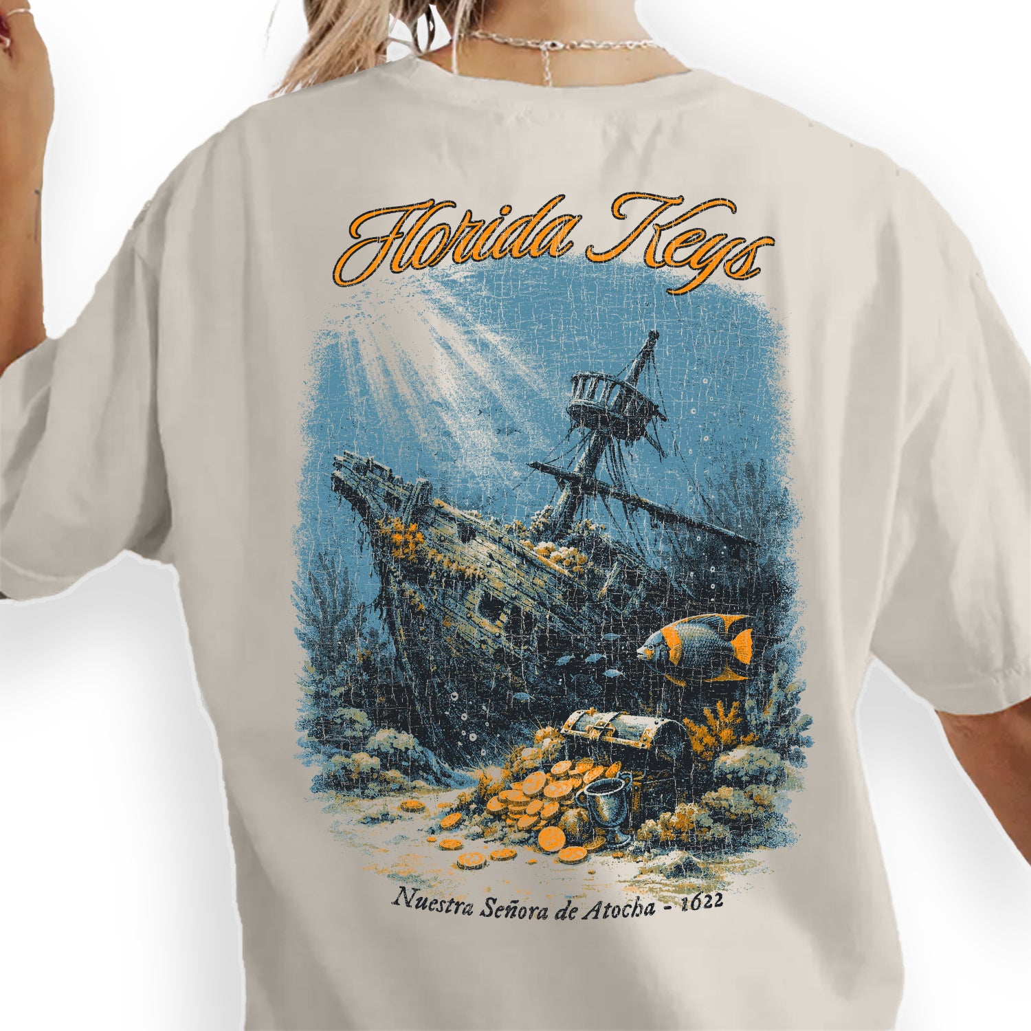 Florida Keys Shipwreck T-Shirt Vintage Pirate Treasure Tee Ocean Diving Graphic Coastal Adventure Shirt