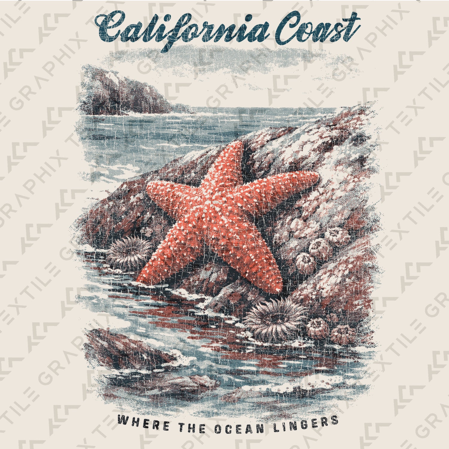 California Coast Starfish T-Shirt Vintage Beach Graphic Tee, Coastal Ocean Shirt, Retro Seaside Nature Tee Where Ocean Lingers