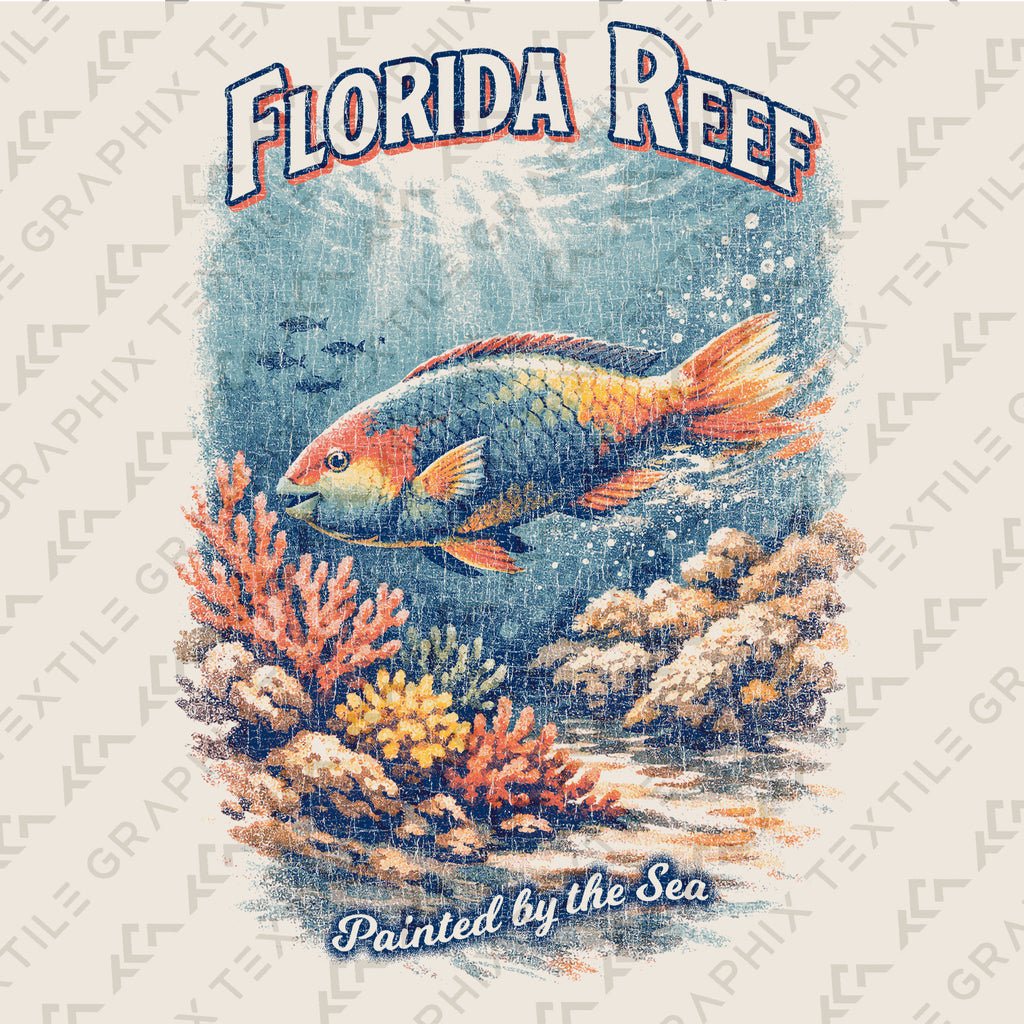 Florida Reef Fish Shirt, Coastal Beach Tee, Tropical Ocean Graphic T-Shirt, Vintage Marine Life Design, Florida Vacation Shirt