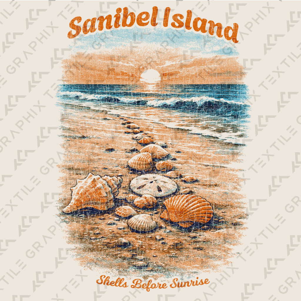 Sanibel Island Shell Shirt, Beach Sunset Tee, Coastal Florida T-Shirt, Seashell Graphic, Vacation Beach Souvenir Tee