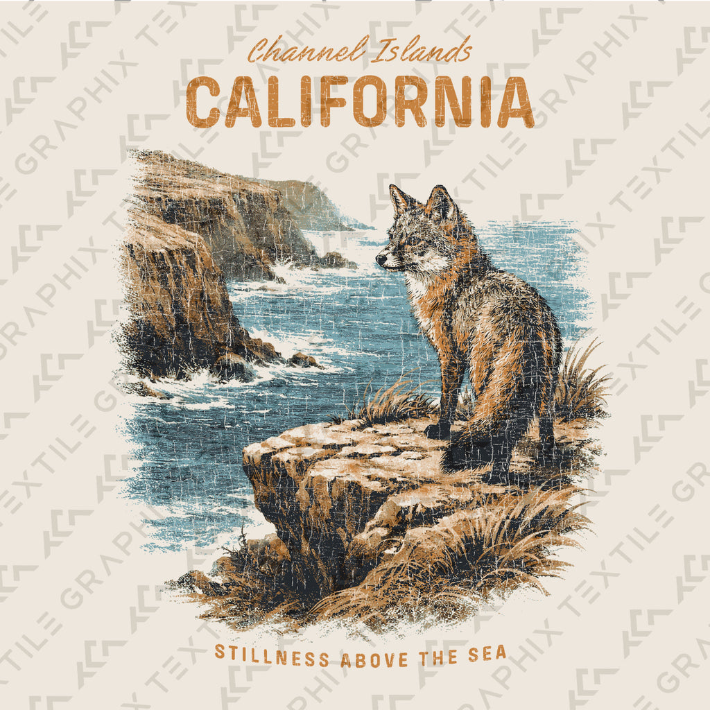 Channel Islands California Fox T-Shirt Vintage Coastal Graphic Tee, Wildlife Ocean Cliff Shirt, Retro Nature Beach Tee