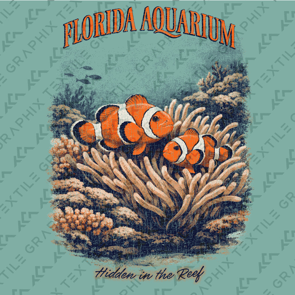 Florida Aquarium Clownfish T-Shirt, Coral Reef Vintage Tee, Beach Ocean Graphic Shirt, Marine Life Summer Travel Shirt
