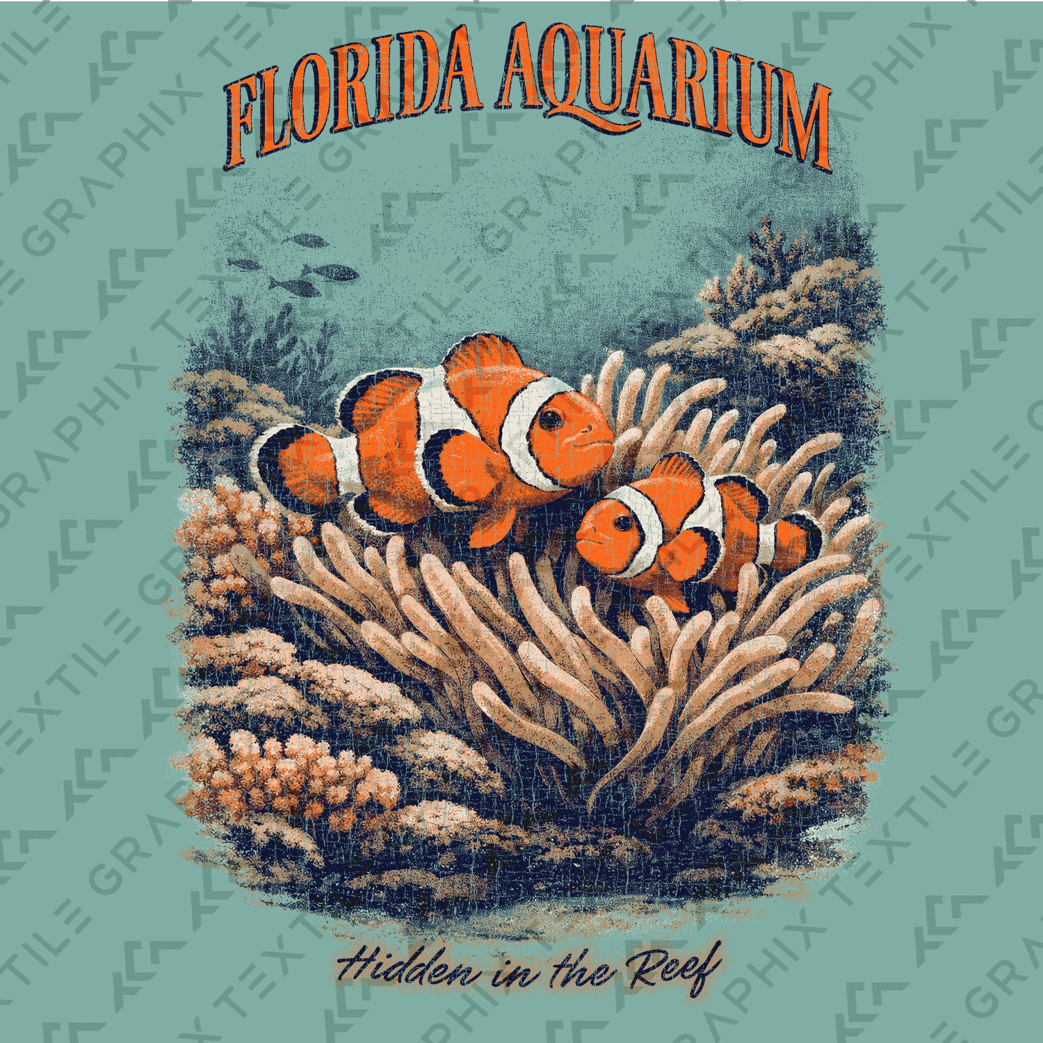 Florida Aquarium Clownfish T-Shirt, Coral Reef Vintage Tee, Beach Ocean Graphic Shirt, Marine Life Summer Travel Shirt