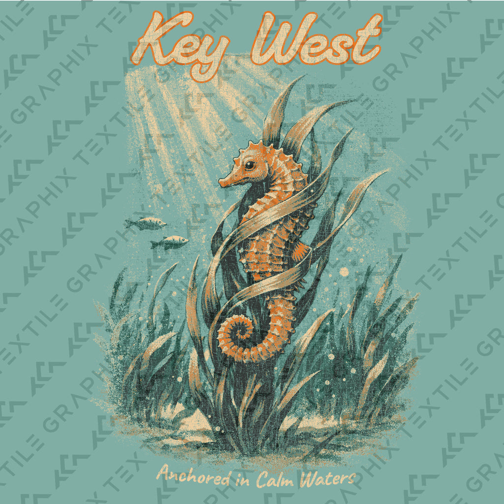 Key West Seahorse Shirt, Coastal Ocean Tee, Vintage Beach Graphic, Florida Keys Vacation Shirt, Nautical Sea Life Gift