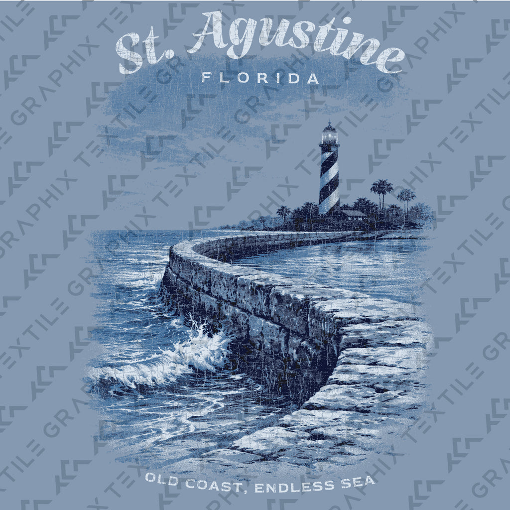St Augustine Florida Shirt, Lighthouse Coastal Tee, Beach Ocean T-Shirt, Vintage Travel Graphic, Seaside Landscape Tee