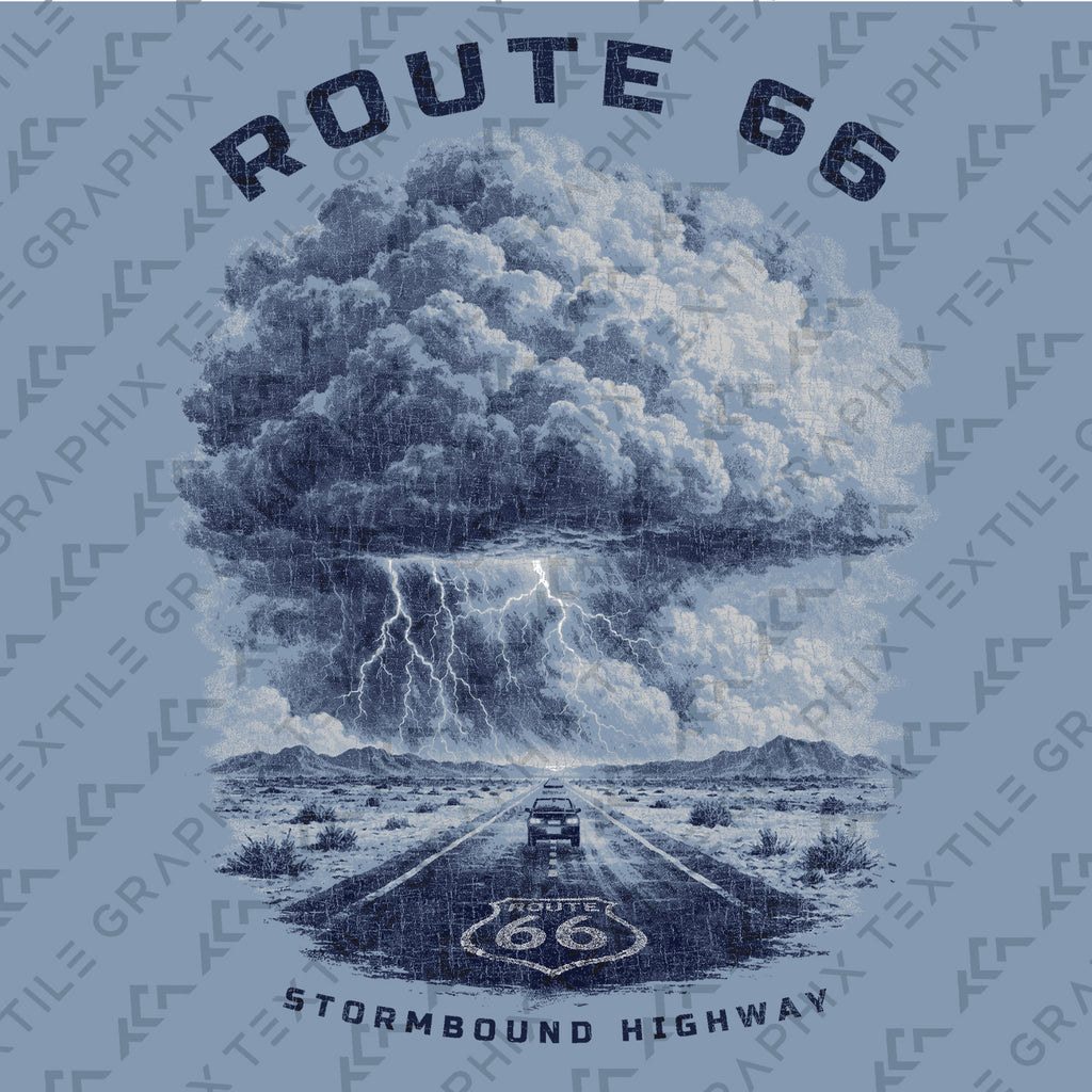 Route 66 Storm Shirt, Vintage Highway Tee, Road Trip T-Shirt, Lightning Storm Graphic, Retro Travel Desert Road Tee