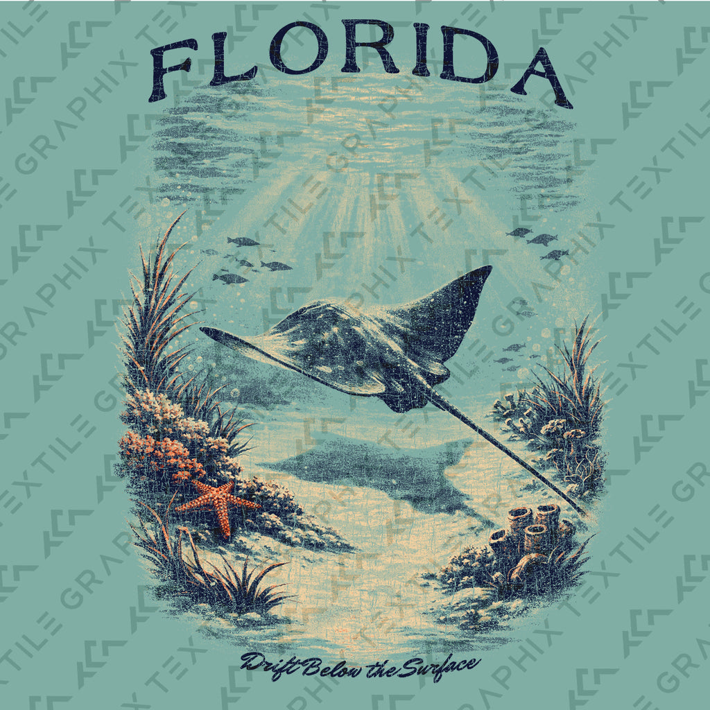 Florida Stingray Shirt, Ocean Wildlife Tee, Coastal Beach T-Shirt, Vintage Marine Life Graphic, Underwater Sea Ray Travel Shirt