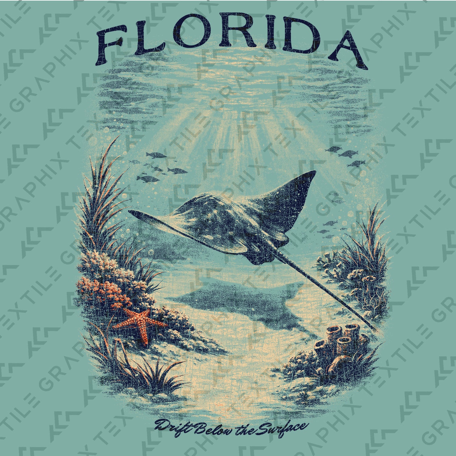 Florida Stingray Shirt, Ocean Wildlife Tee, Coastal Beach T-Shirt, Vintage Marine Life Graphic, Underwater Sea Ray Travel Shirt