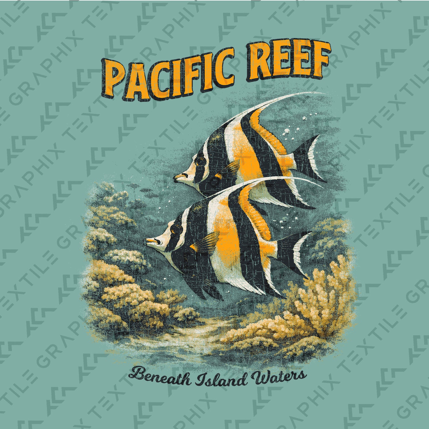 Pacific Reef Fish T-Shirt Vintage Ocean Graphic Tee Tropical Marine Life Shirt Coral Reef Beach Summer Gift