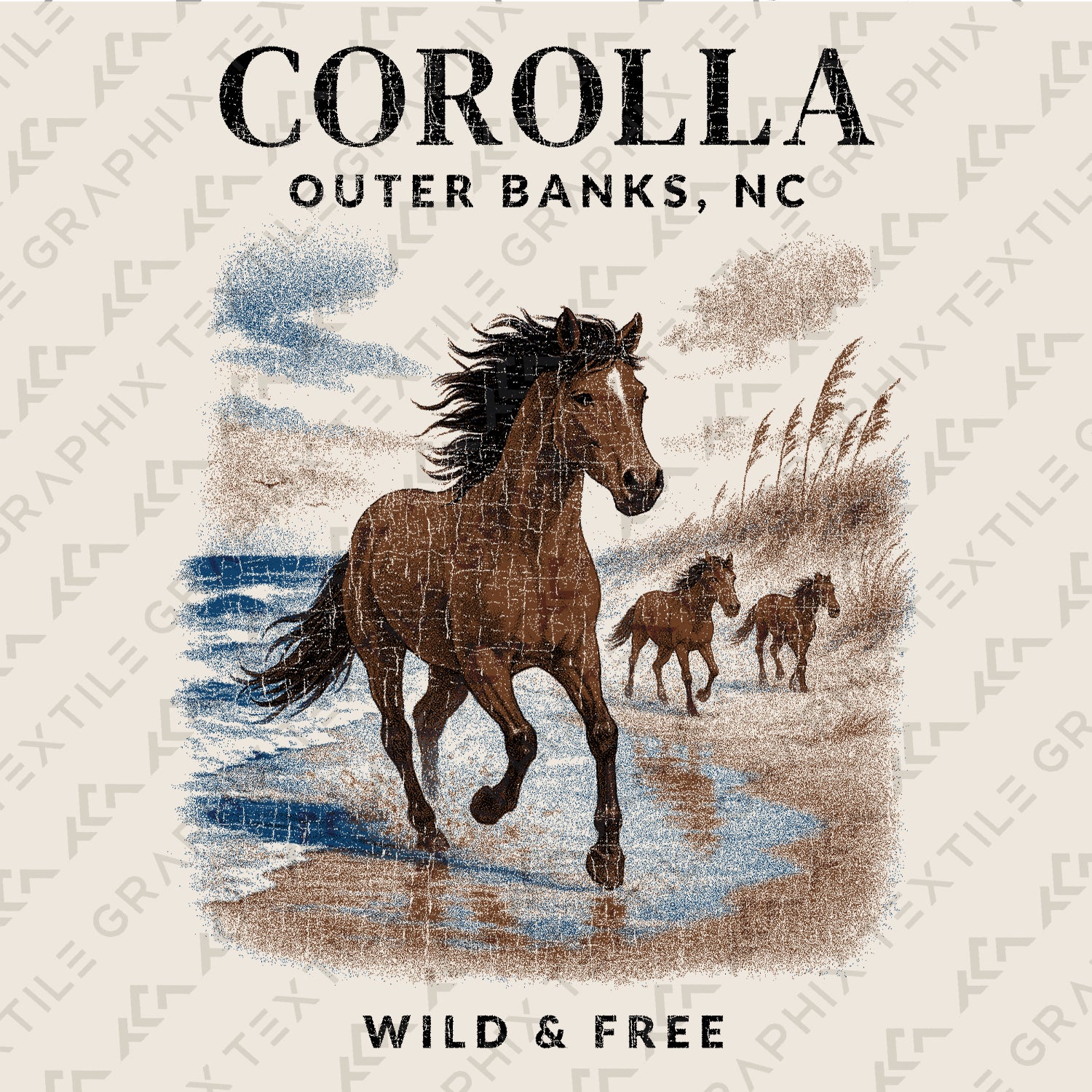 Corolla Outer Banks T-Shirt, Wild Horse Beach Tee, North Carolina Souvenir Shirt, Coastal Nature Graphic Top
