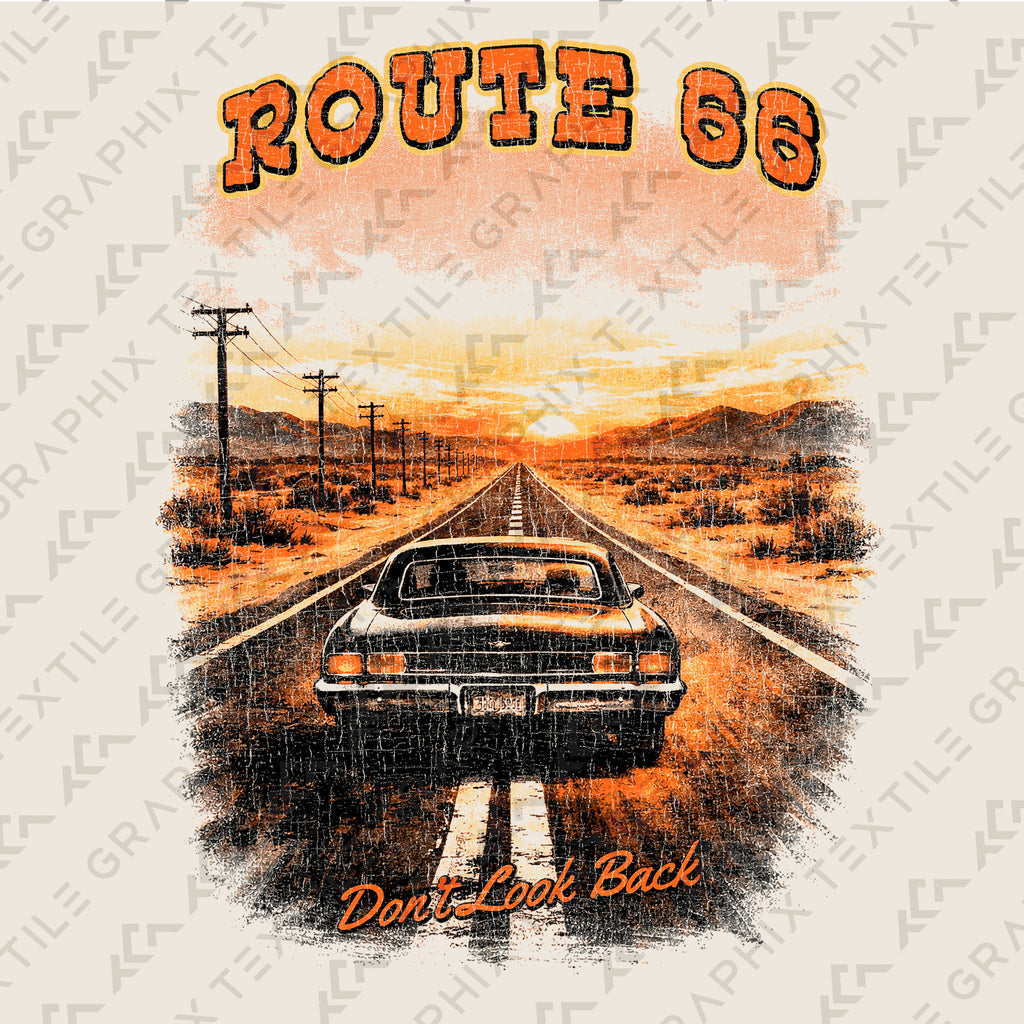 Route 66 Vintage Road Trip T-Shirt Retro Desert Highway Tee Classic Car Travel Graphic Adventure Shirt