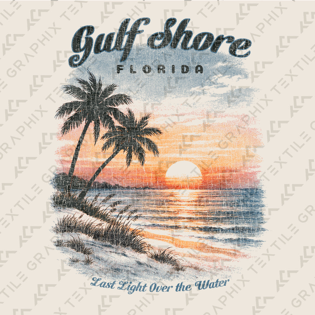 Gulf Shore Florida Sunset T-Shirt, Vintage Beach Palm Tree Tee, Coastal Ocean Graphic Shirt, Summer Vacation Tee