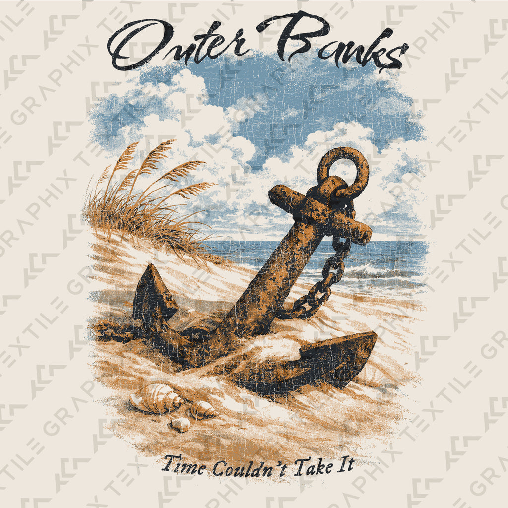 Outer Banks Anchor T-Shirt Vintage Coastal Beach Tee Nautical Ocean Graphic Shirt Retro Summer Vacation Gift