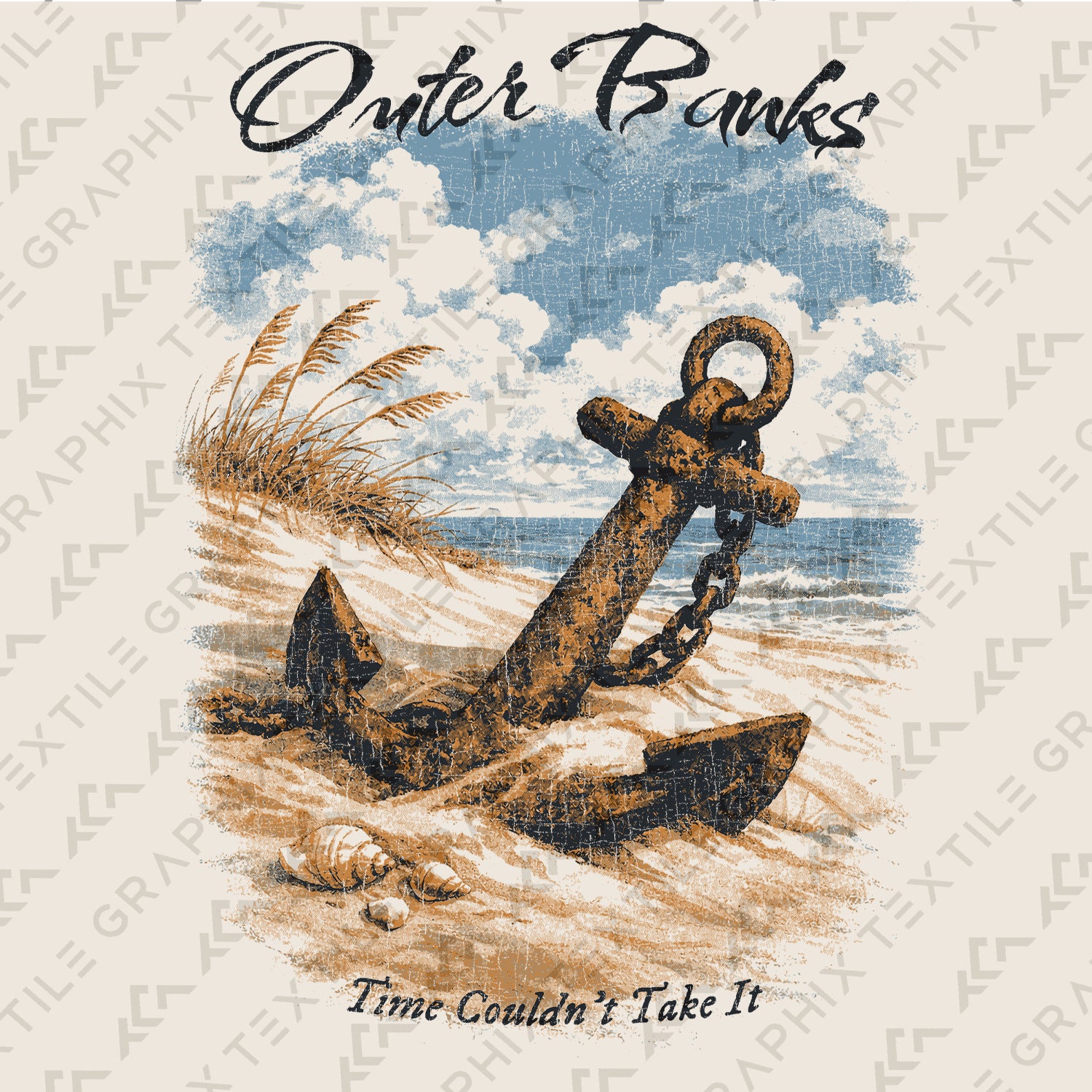 Outer Banks Anchor T-Shirt Vintage Coastal Beach Tee Nautical Ocean Graphic Shirt Retro Summer Vacation Gift