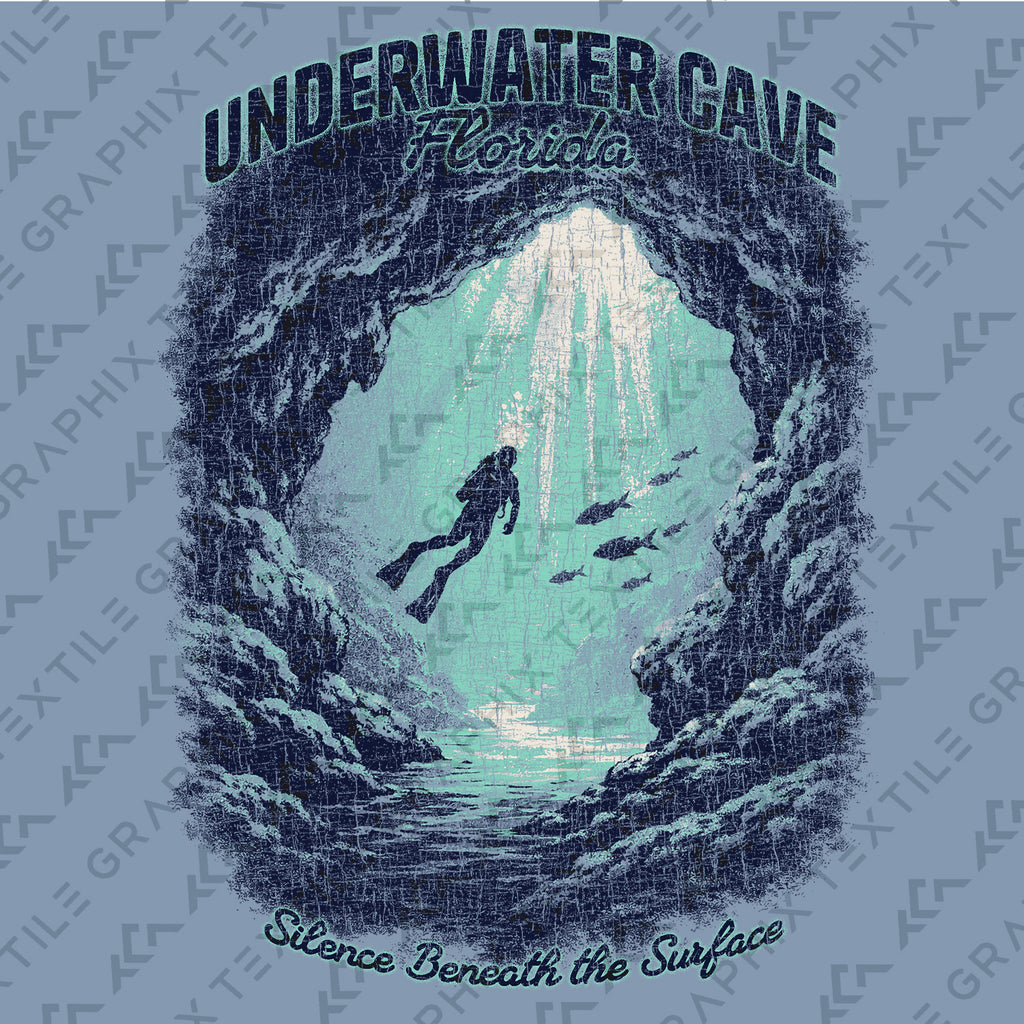 Underwater Cave Florida T-Shirt Vintage Scuba Diving Tee Ocean Explorer Graphic Marine Adventure Shirt