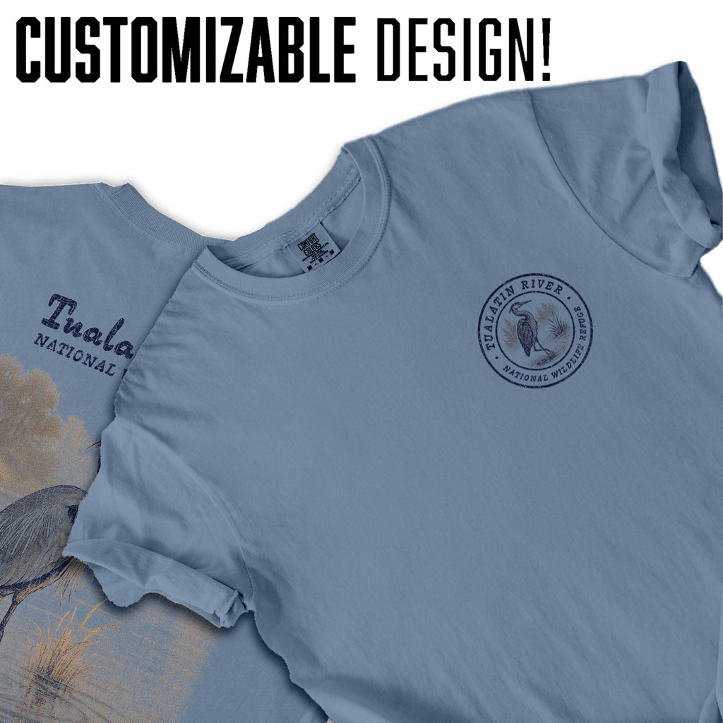 Tualatin River Wildlife Refuge T-Shirt – Grace in the Quiet Wild Heron Tee, Nature Birdwatcher Souvenir Gift