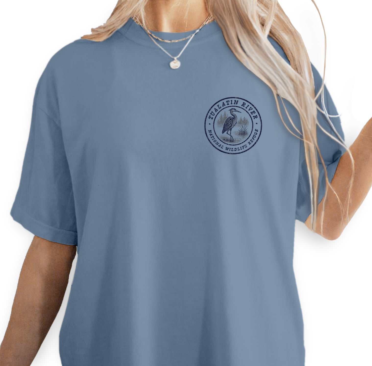 Tualatin River Wildlife Refuge T-Shirt – Grace in the Quiet Wild Heron Tee, Nature Birdwatcher Souvenir Gift