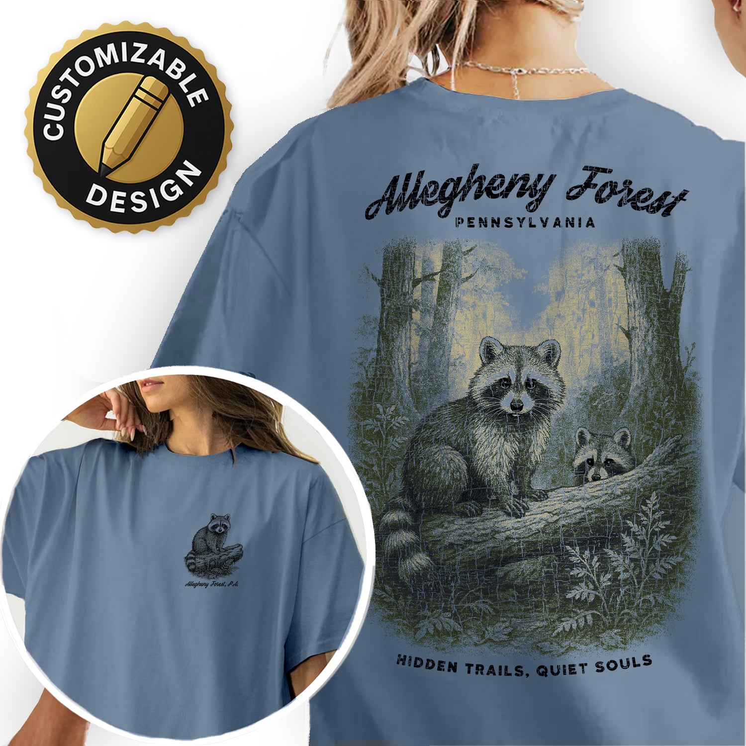 Allegheny Forest Raccoon T-Shirt Pennsylvania Souvenir | Nature Hiking Tee | Hidden Trails Quiet Souls Wildlife Shirt
