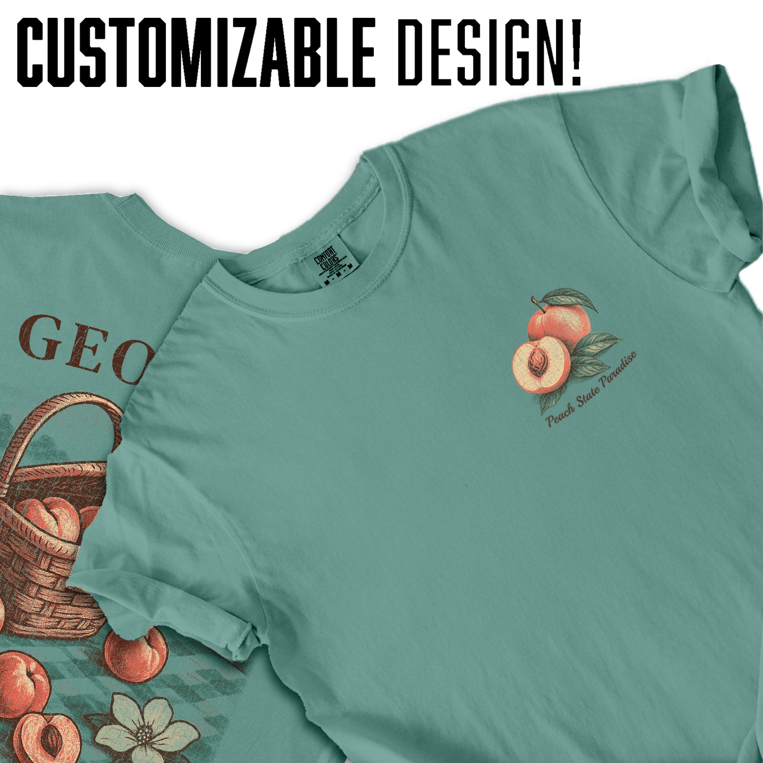 Georgia Peach State Paradise T-Shirt | Southern Vintage Tee | Fruit Basket Graphic | Georgia Souvenir Shirt